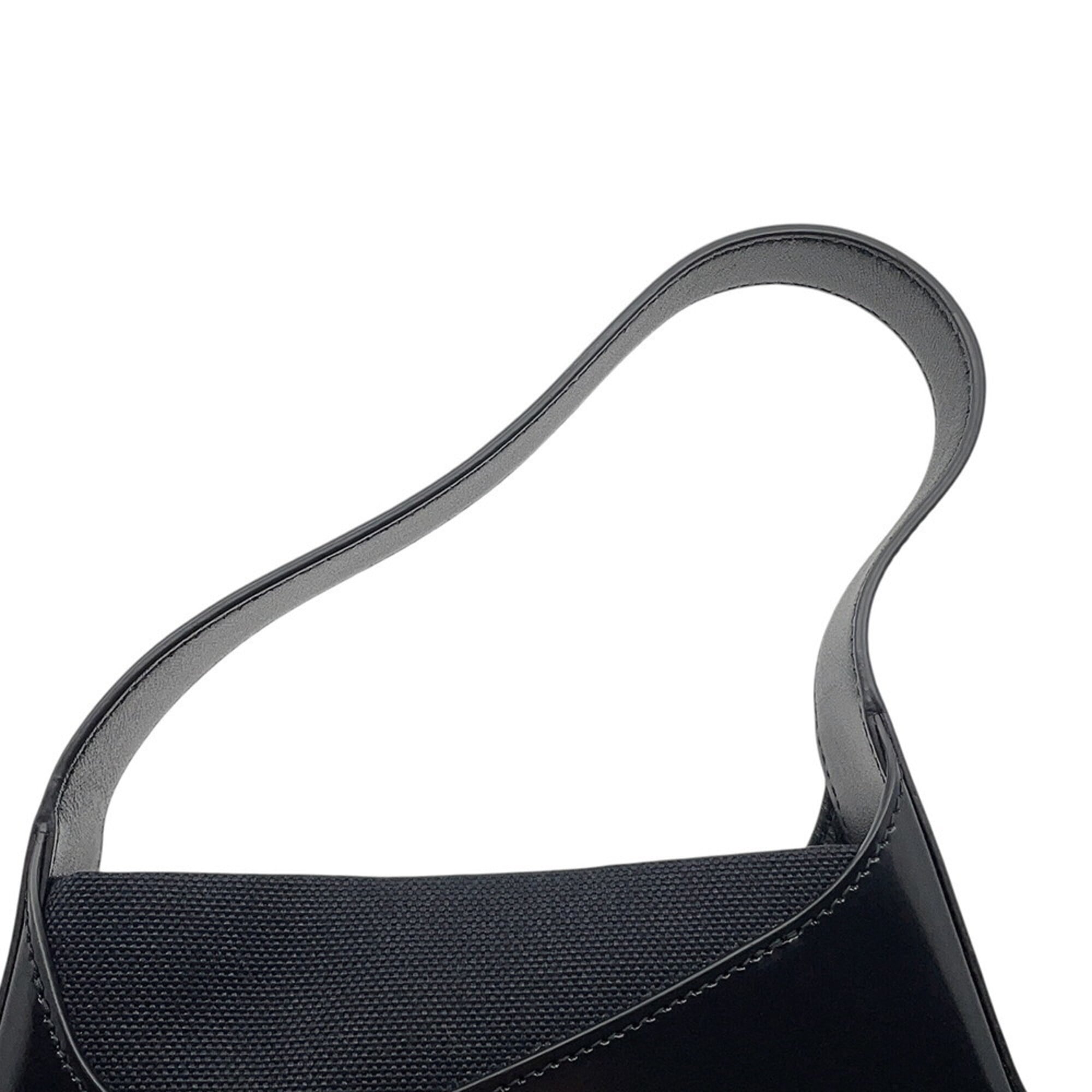 Salvatore Ferragamo Black Canvas Patent Leather Handbag (Pre-Owned)