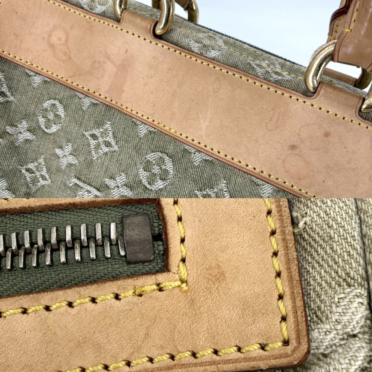 Louis Vuitton Green Monogram Denim Handbag (Pre-Owned)