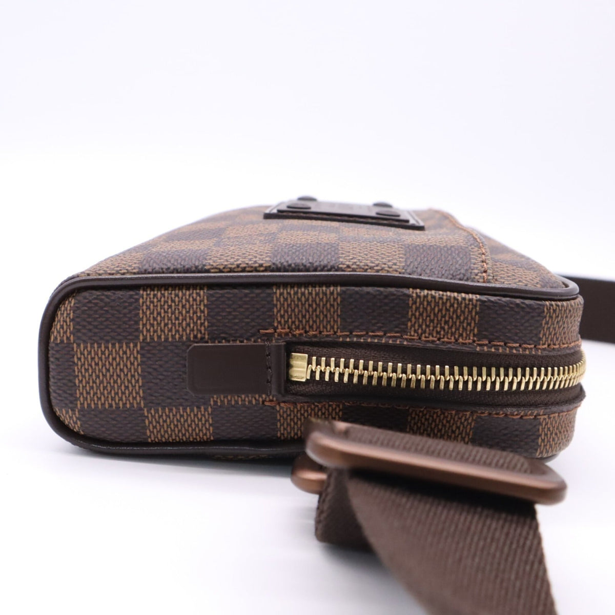 Louis Vuitton Beige Brown Coated Canvas Leather Sling Bag (Pre-Owned)