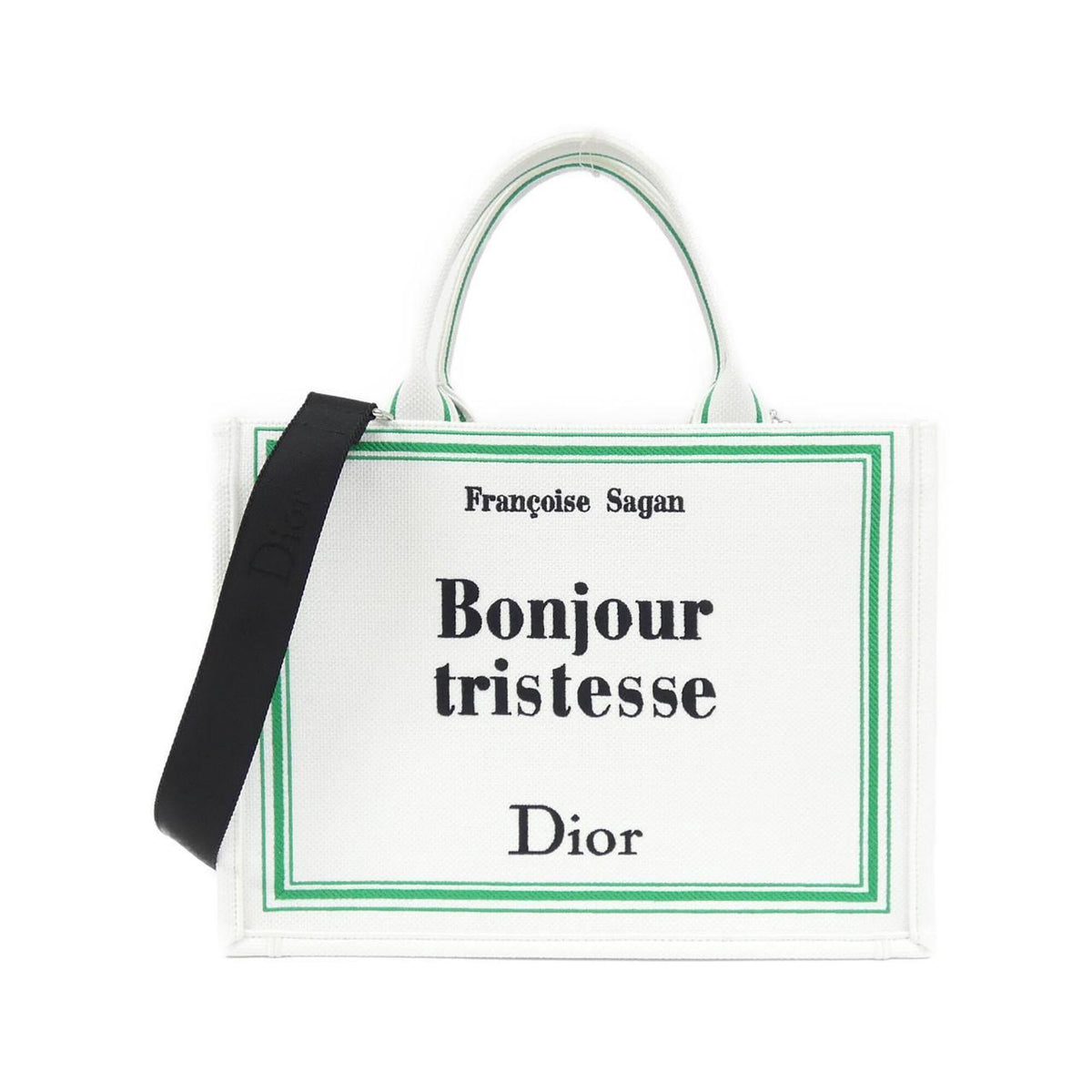 Christian Dior Green White Canvas Handbag (Pre-Owned)