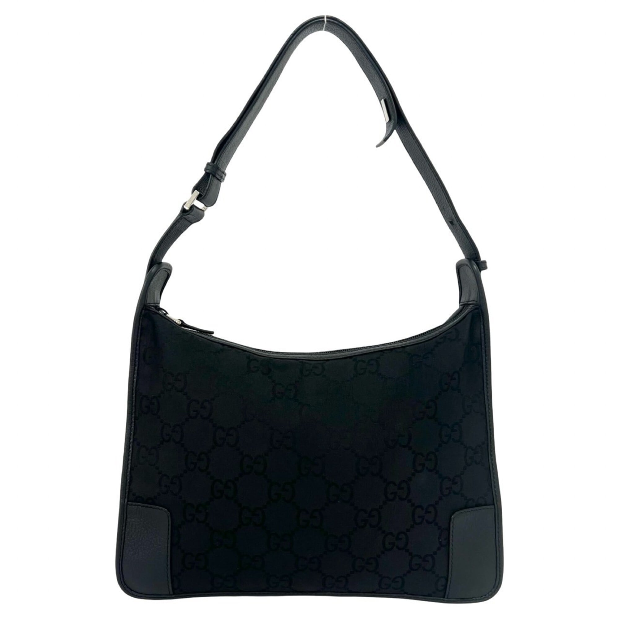 Gucci Black Canvas Leather Handbag Shoulder Bag Tote Bag (Pre-Owned)