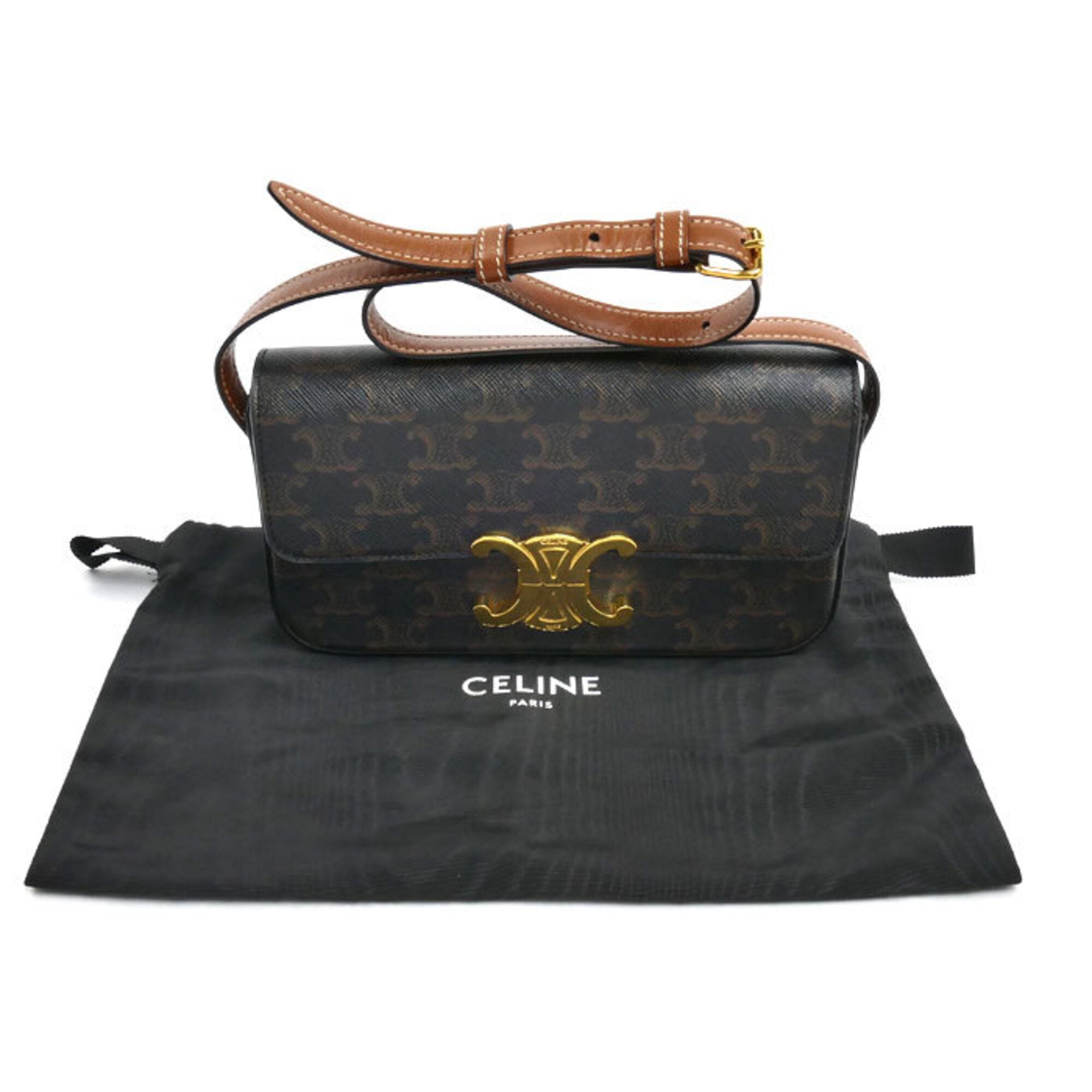 Celine Brown Canvas Shoulder Bag (Pre-Owned)