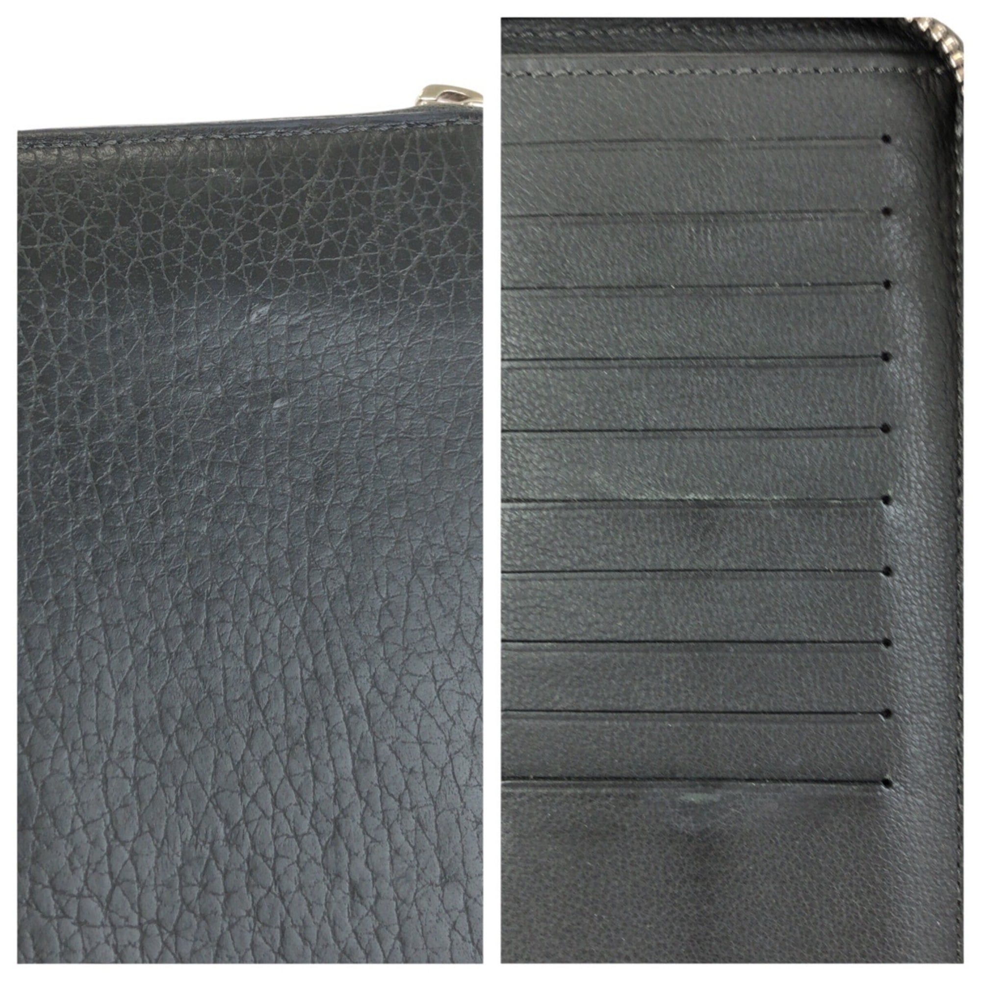 Louis Vuitton Black Leather Long Wallet (Bi-Fold) (Pre-Owned)
