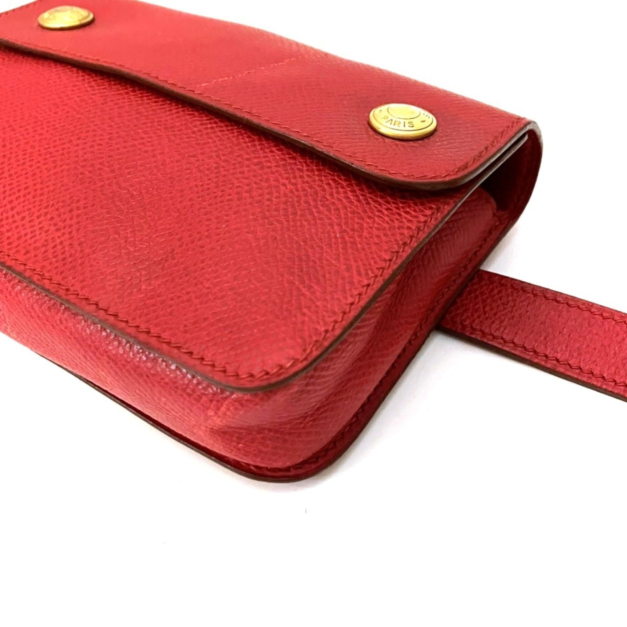 Hermes Red Color Courchevel Leather Fanny Pack Pochette (Pre-Owned)