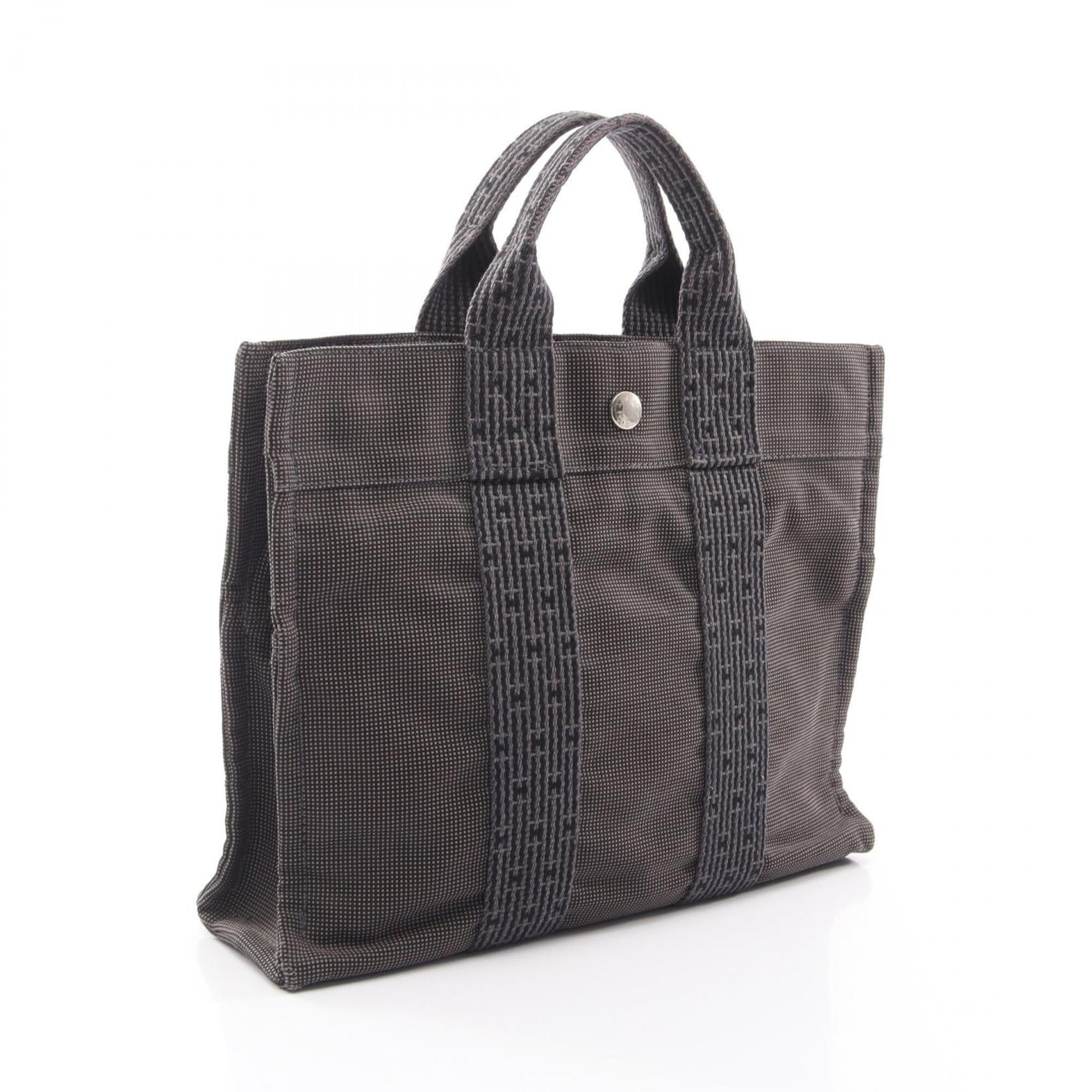 Hermes Gray Nylon Canvas Handbag Tote Bag (Pre-Owned)
