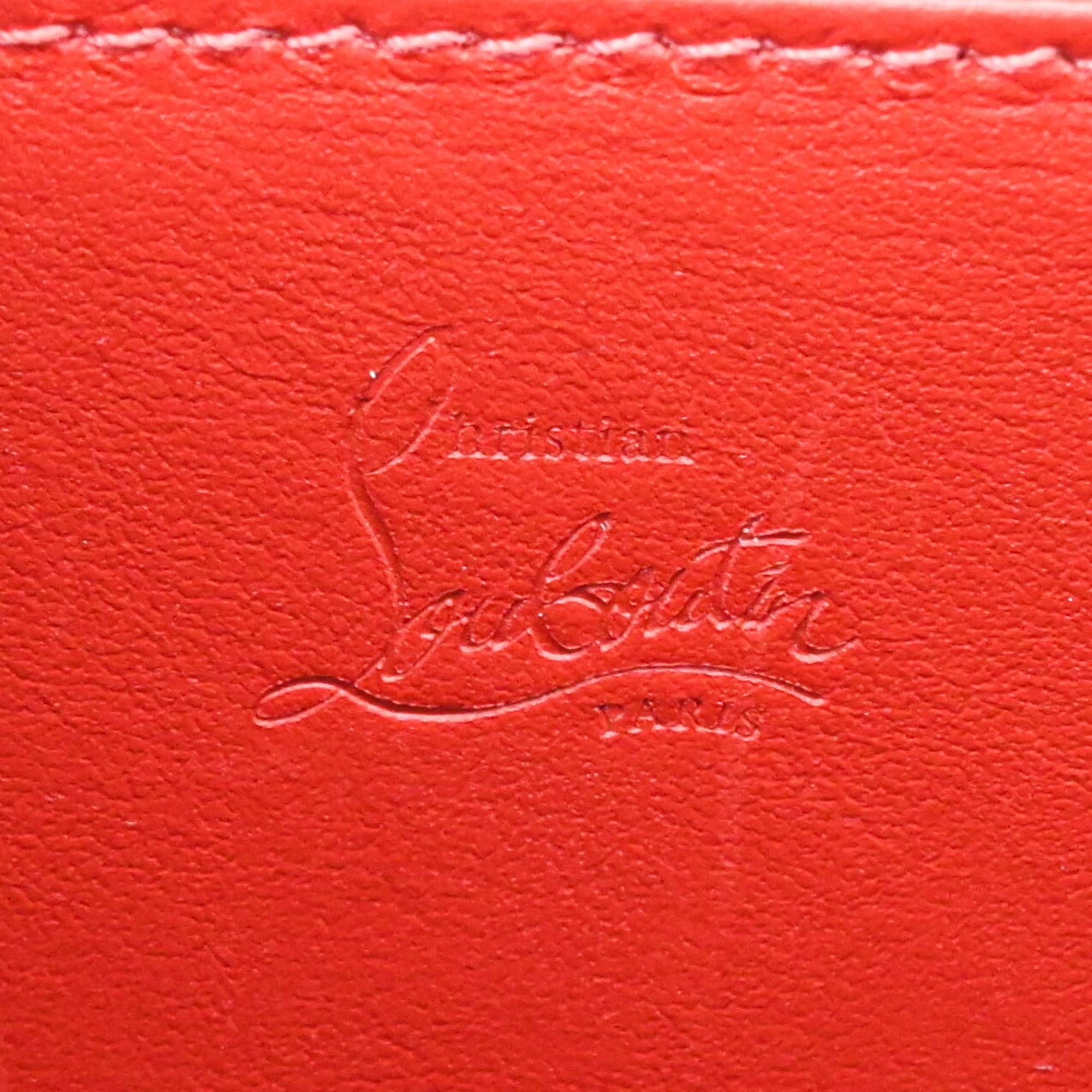 Christian Louboutin Black Red Color Leather Clutch Bag Handbag Shoulder Bag (Pre-Owned)