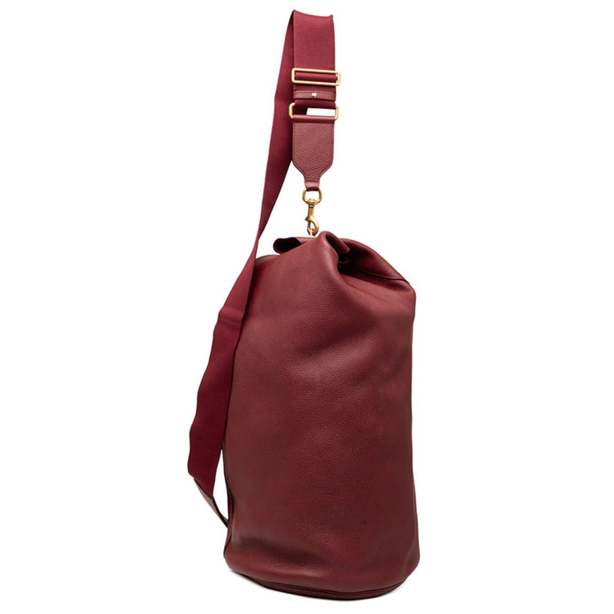 Gucci Bordeaux Leather Boston Bag Shoulder Bag Sling Bag (Pre-Owned)