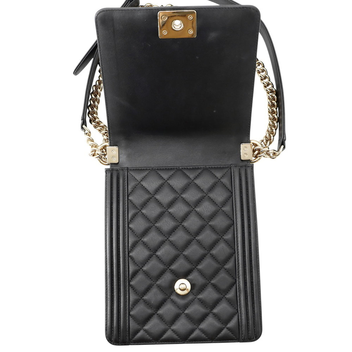 Chanel Boy Chanel Black Leather Handbag Shoulder Bag (Pre-Owned)