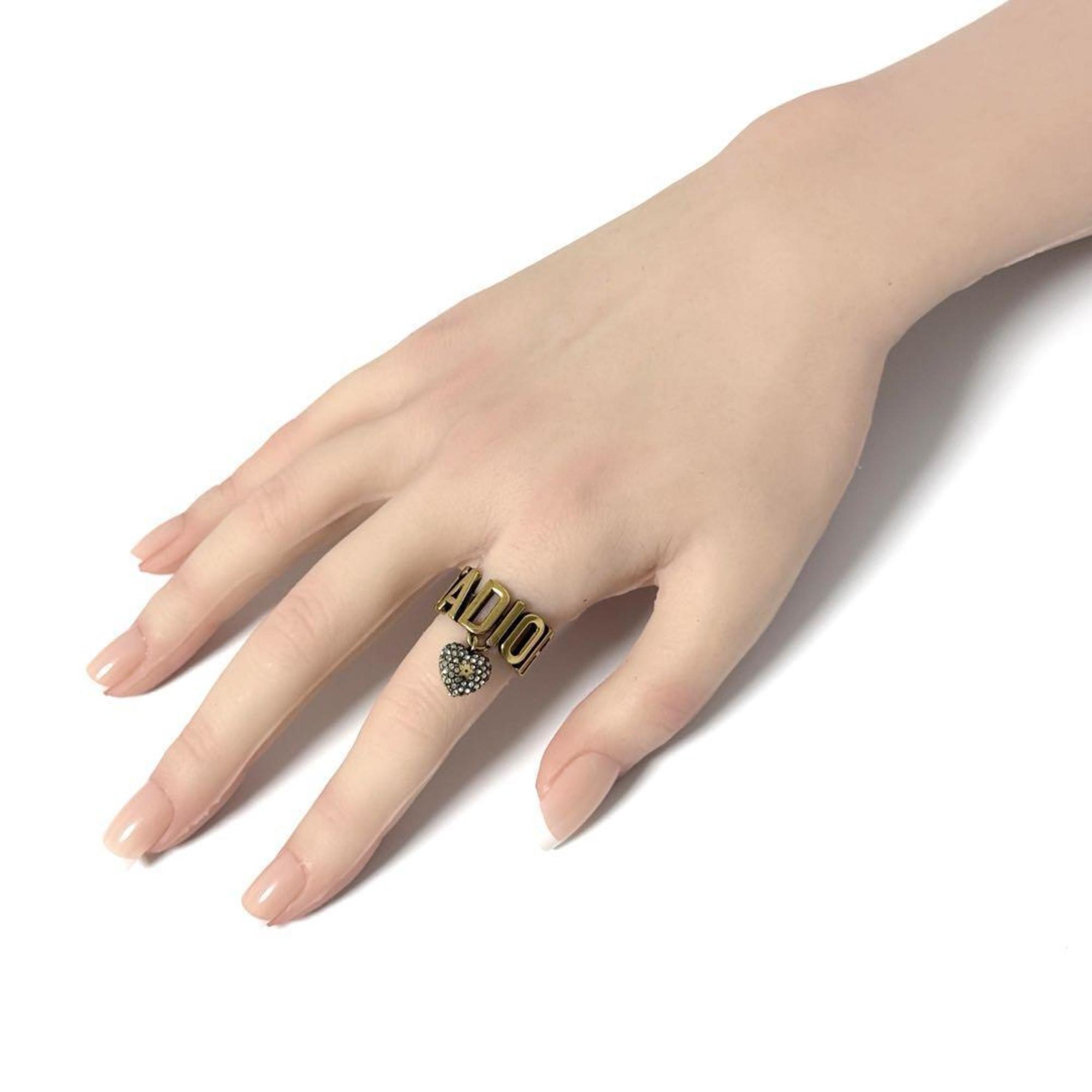 Christian Dior Metal Rhinestone Band Ring (Pre-Owned)