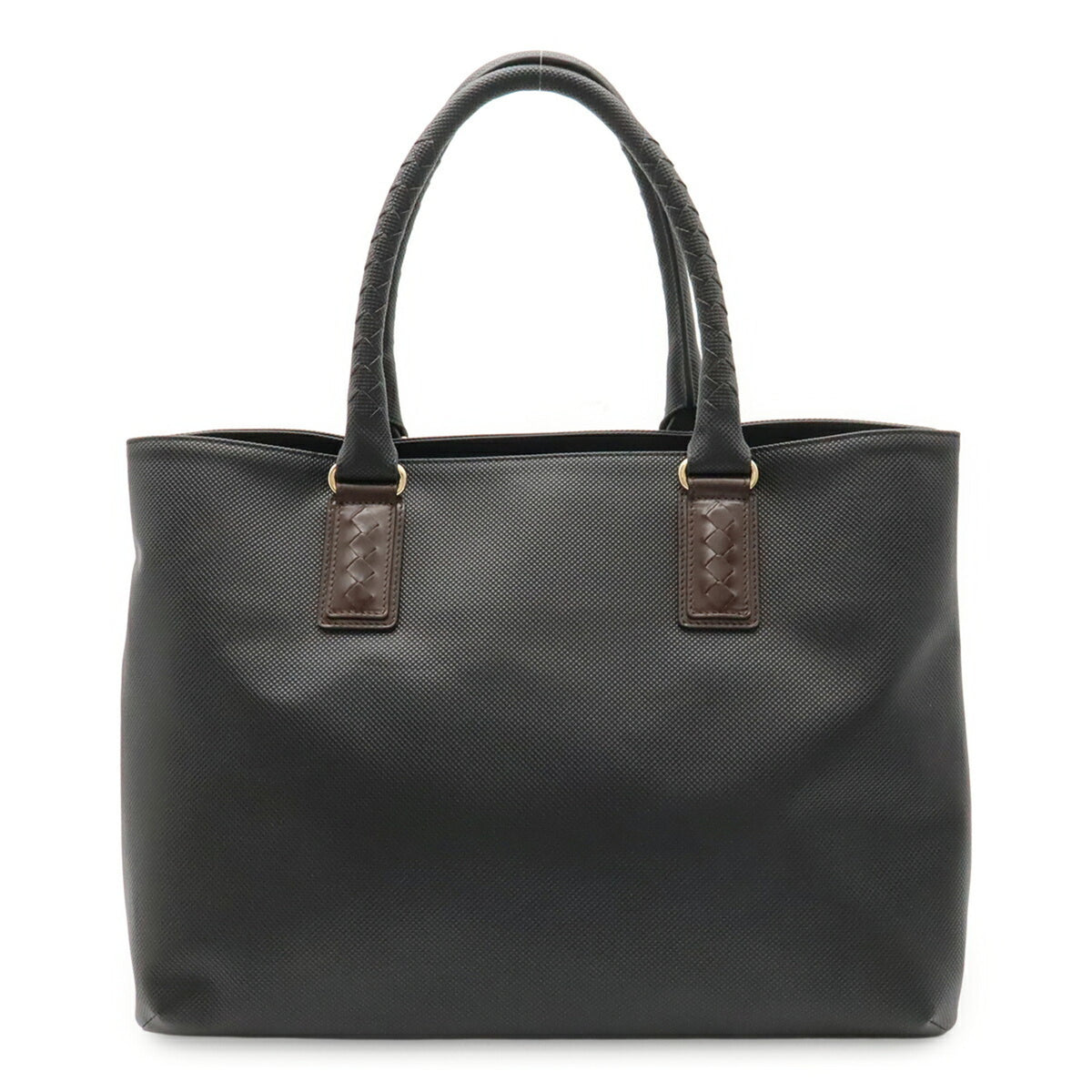 Bottega Veneta Black Dark Brown Coated Canvas Tote Bag (Pre-Owned)