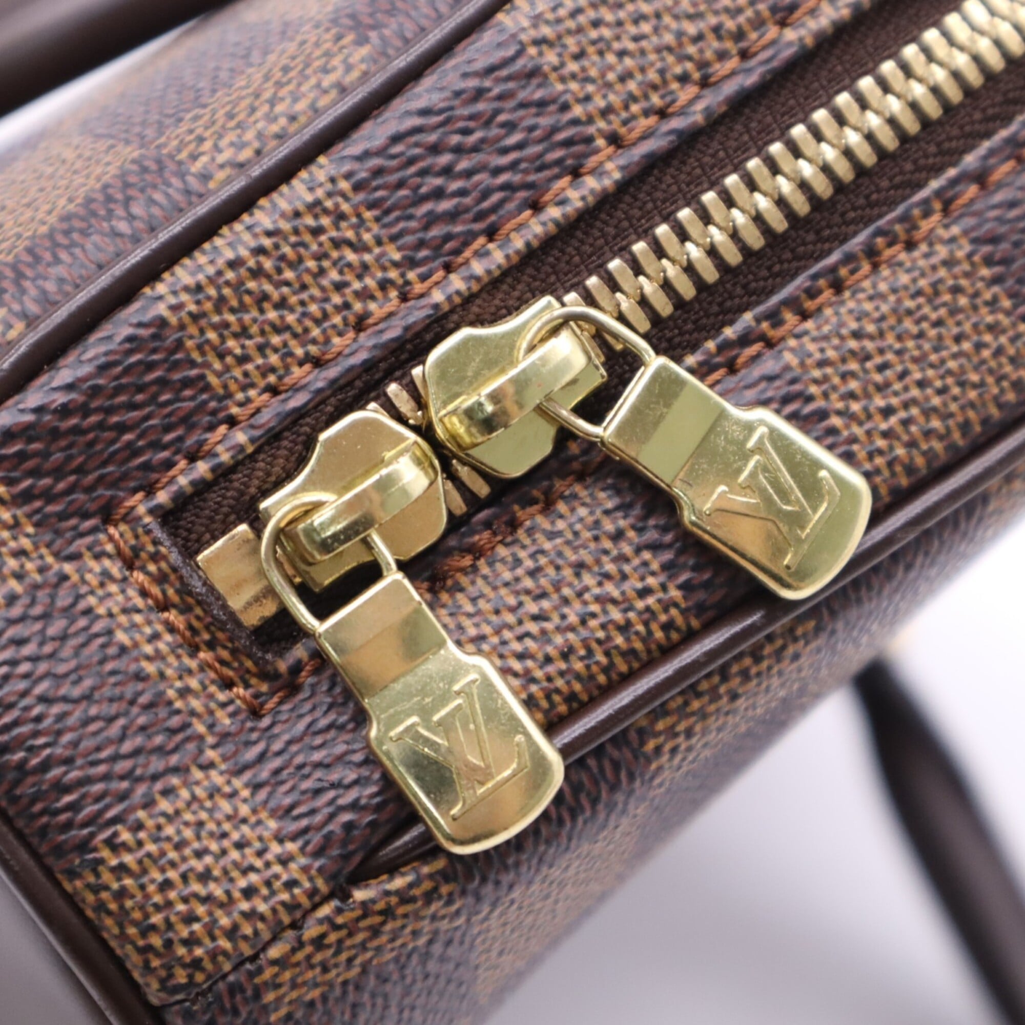 Louis Vuitton Beige Brown Coated Canvas Leather Handbag (Pre-Owned)