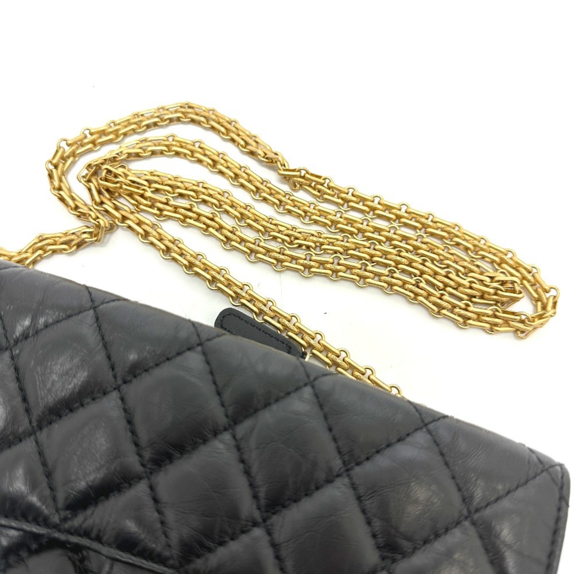 Chanel 2.55 Black Leather Shoulder Bag (Pre-Owned)