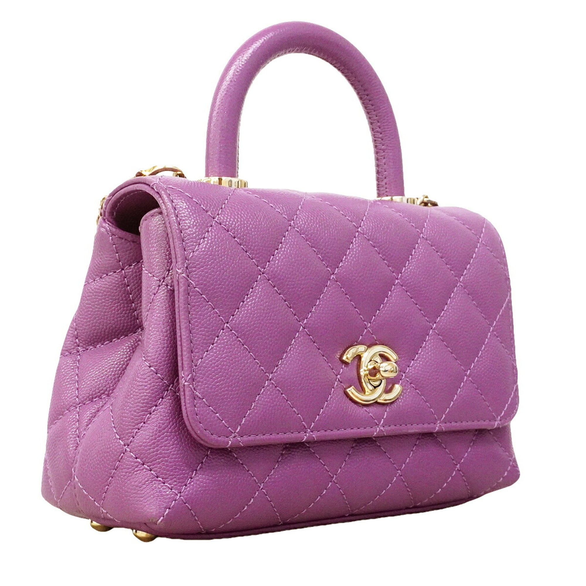 Chanel Purple Grained Calfskin Handbag (Pre-Owned)