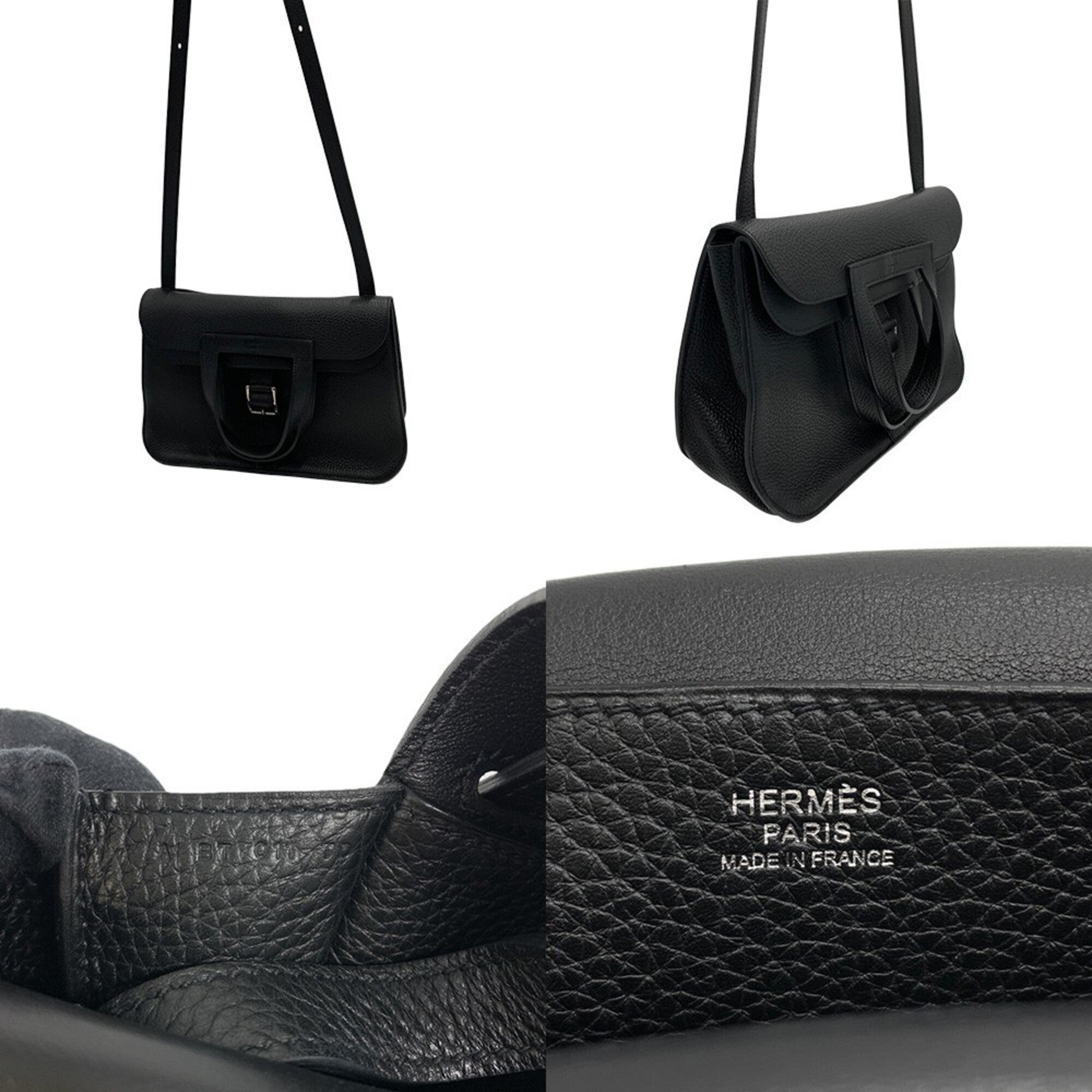 Hermes Alezan Black Taurillon Clemence Leather Shoulder Bag (Pre-Owned)