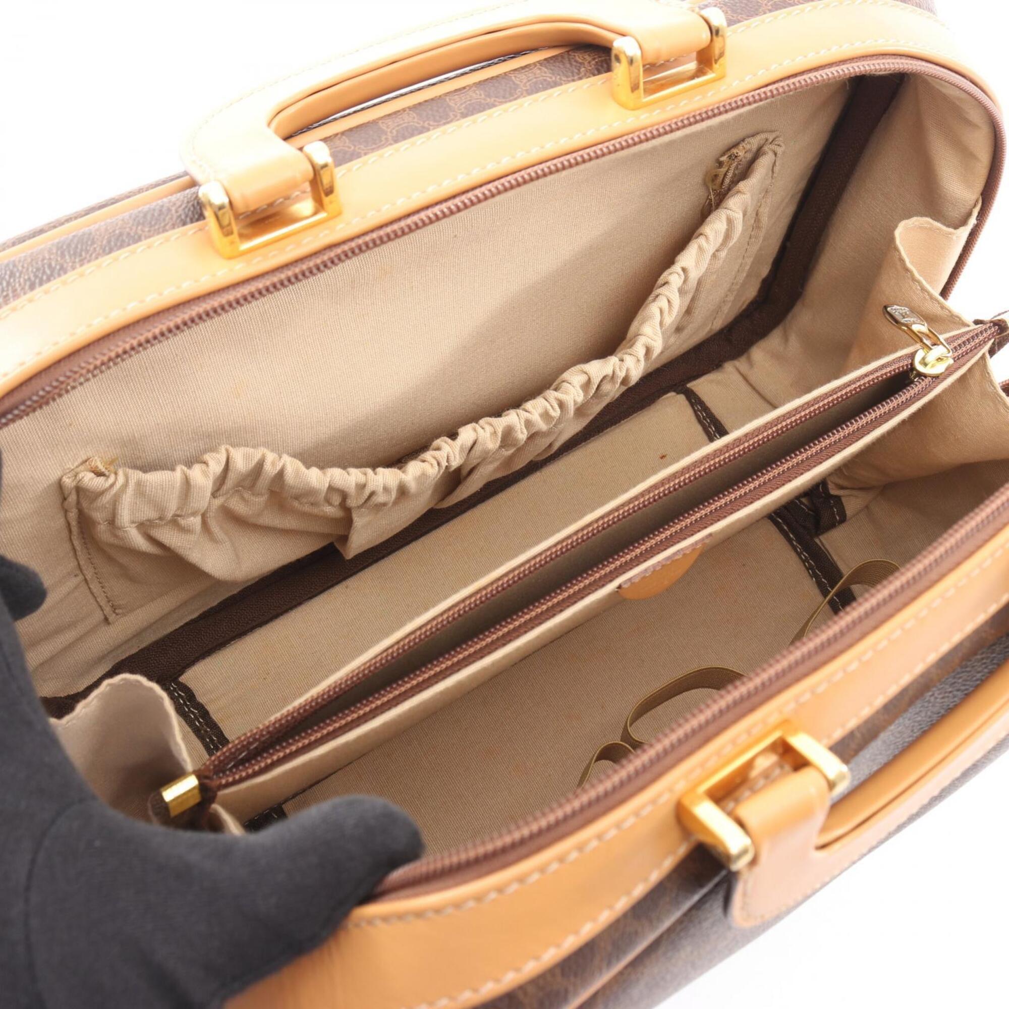 Celine Beige Brown Coated Canvas Leather Briefcase Handbag (Pre-Owned)