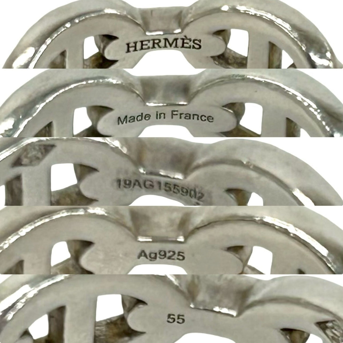 Hermes Silver Silver 925 Band Ring (Pre-Owned)