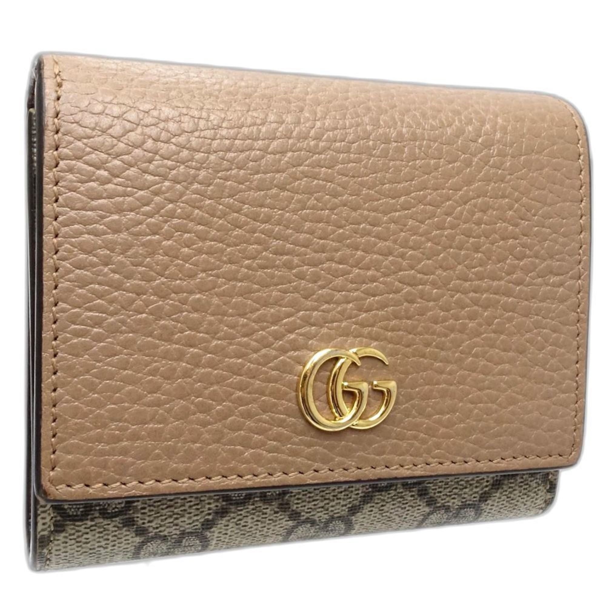 Gucci Beige Pink Beige Canvas Leather Wallet (Bi-Fold) (Pre-Owned)
