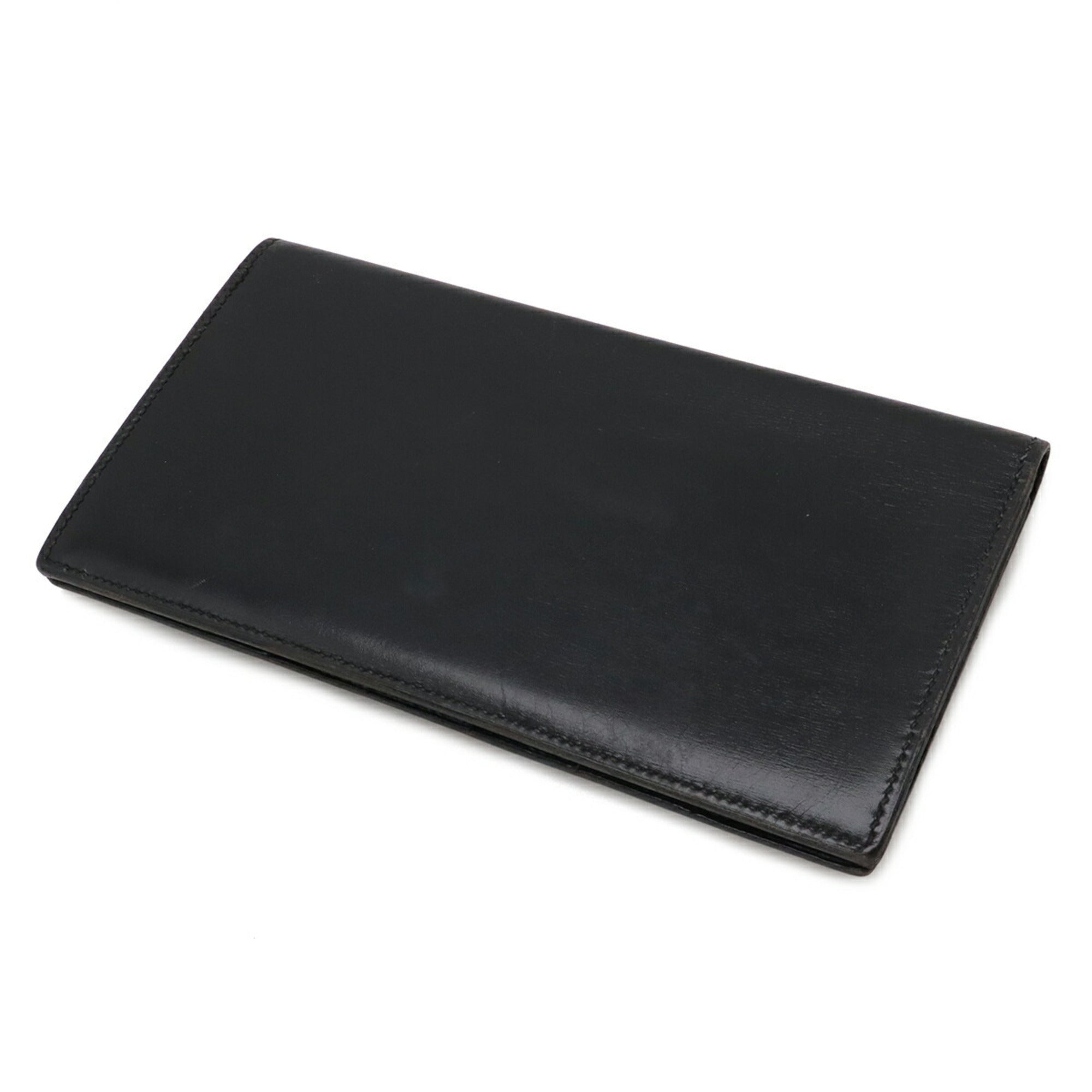 Hermes Osaka Black Box Calf Leather Long Wallet (Bi-Fold) (Pre-Owned)