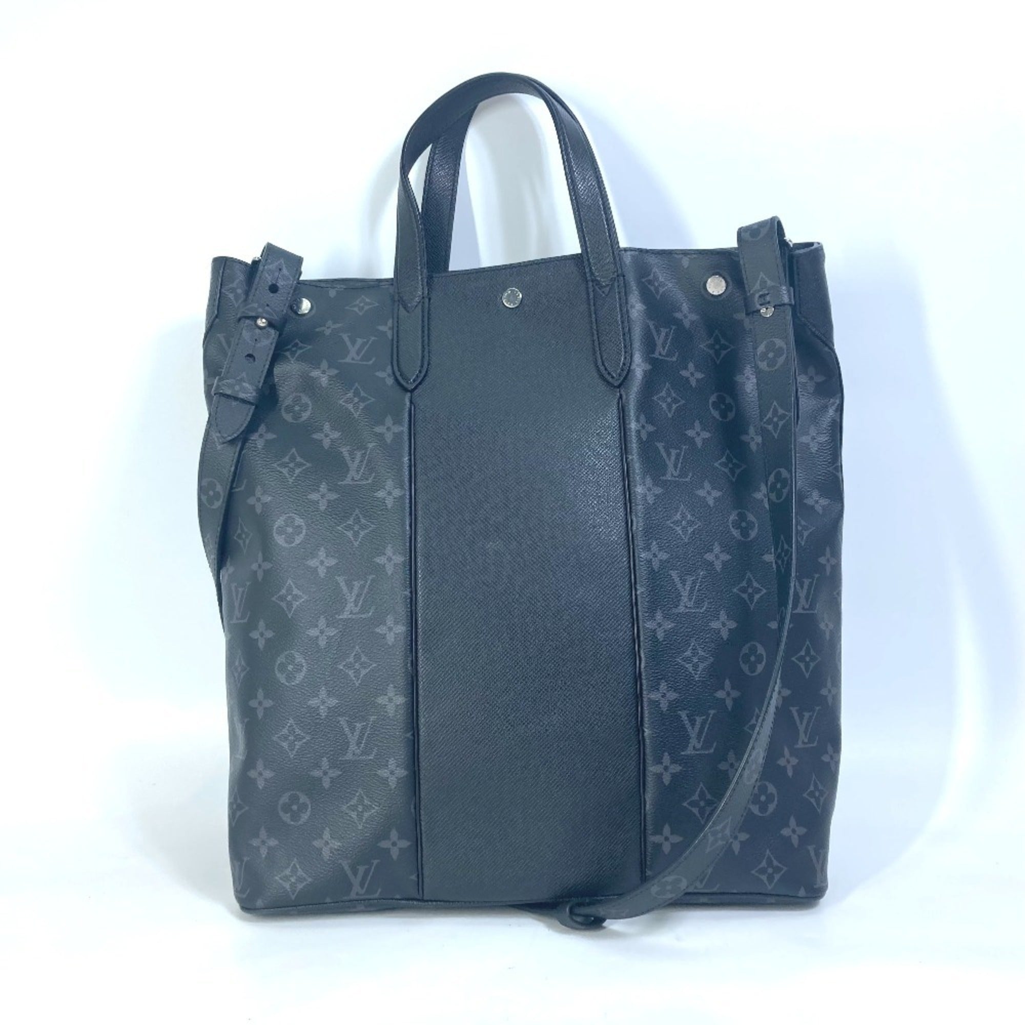 Louis Vuitton Taigarama Black Taiga Leather Monogram Eclipse Handbag Shoulder Bag Tote Bag (Pre-Owned)