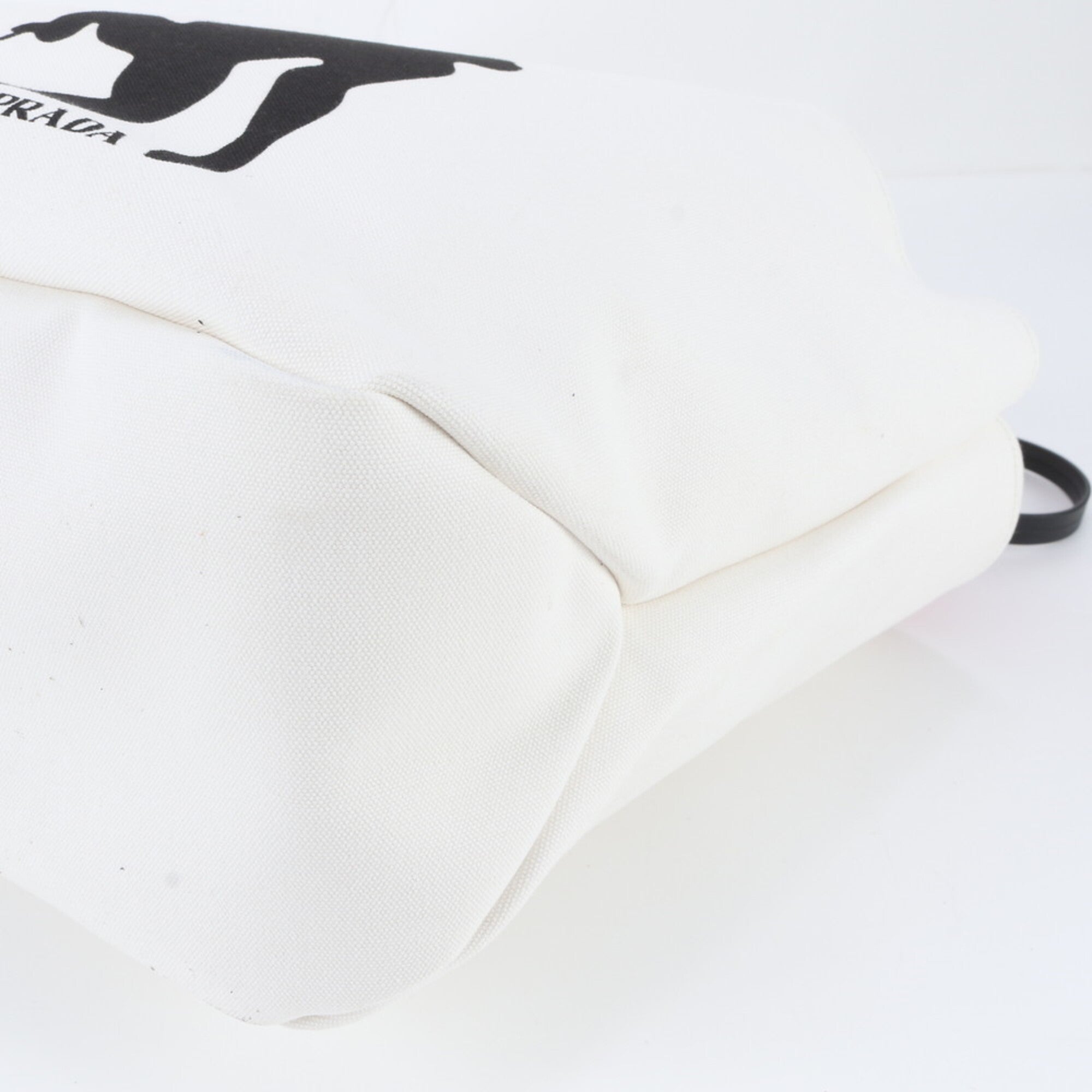 Prada Black Orange White Leather Canvas Handbag Pouch Tote Bag (Pre-Owned)