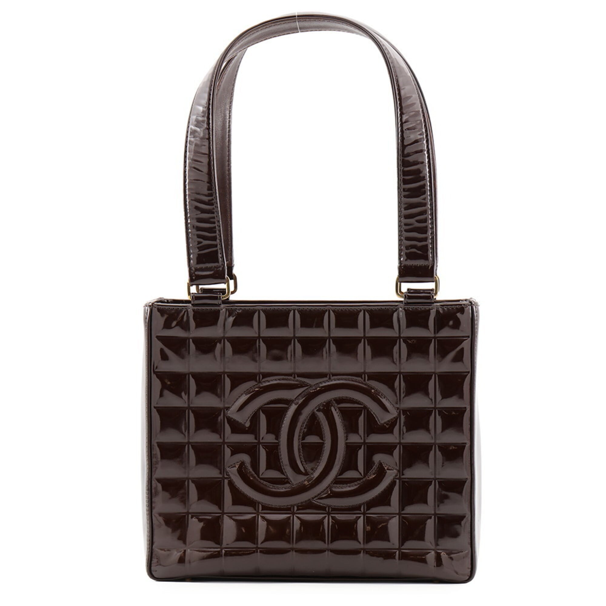 Chanel Chocolate Bar Brown Patent Leather Handbag Tote Bag (Pre-Owned)