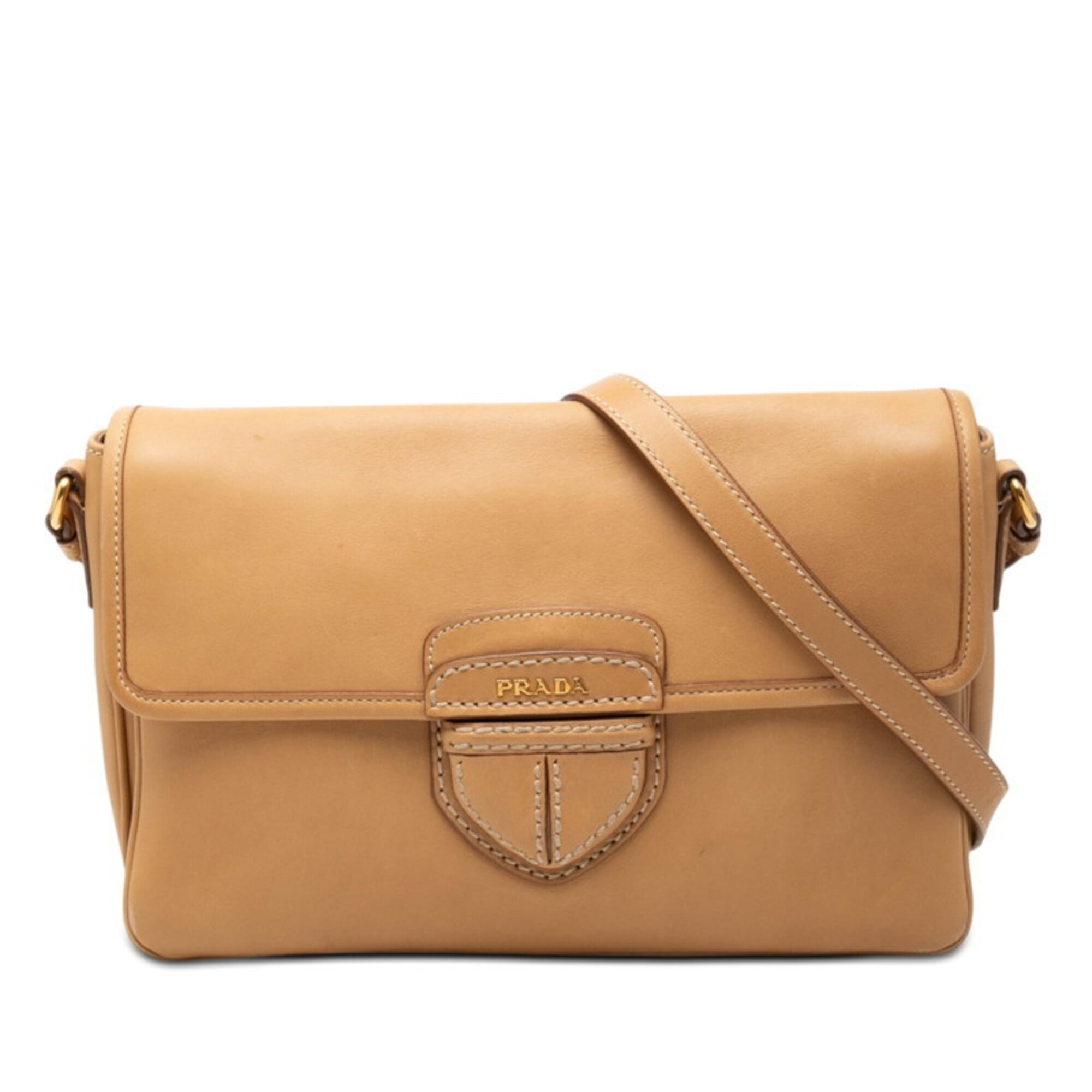 Prada Beige Leather Shoulder Bag (Pre-Owned)