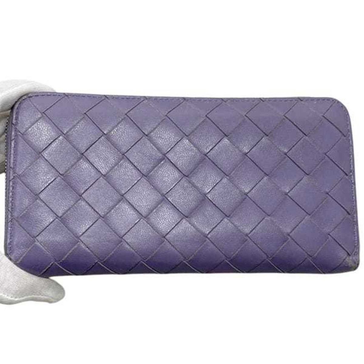 Bottega Veneta Purple Leather Long Wallet (Bi-Fold) (Pre-Owned)