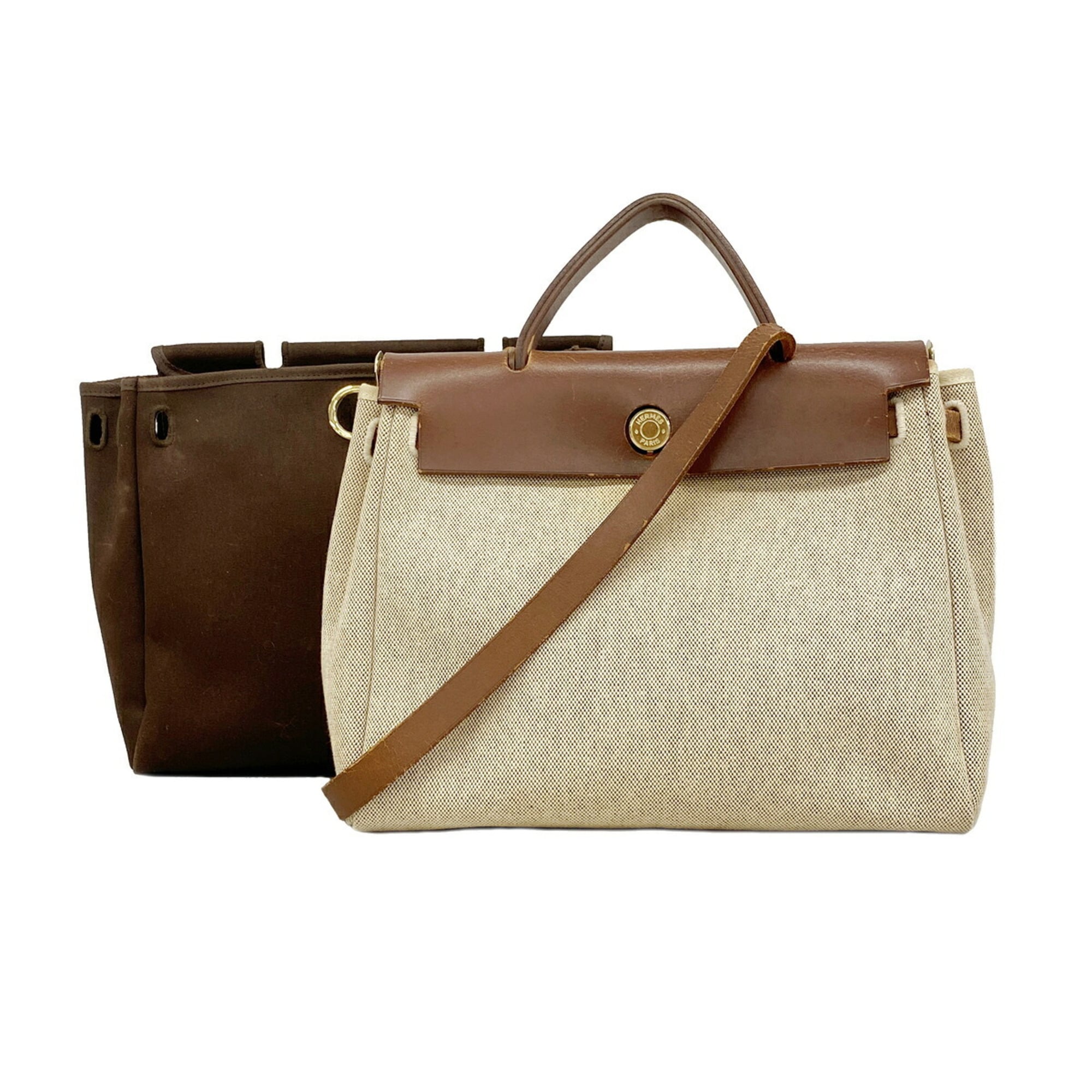 Hermes Brown Toile H Handbag (Pre-Owned)