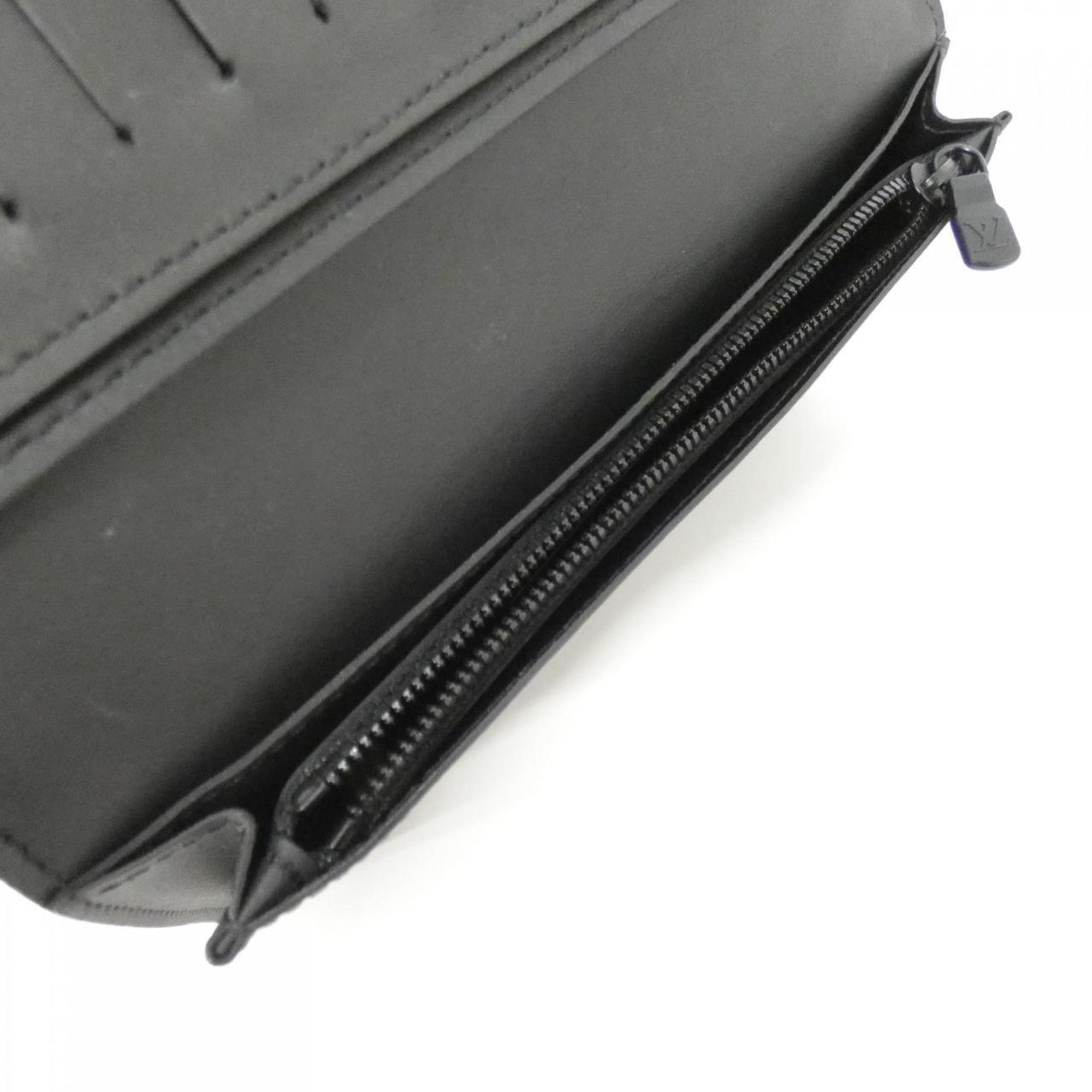 Louis Vuitton Black Leather Long Wallet (Bi-Fold) (Pre-Owned)