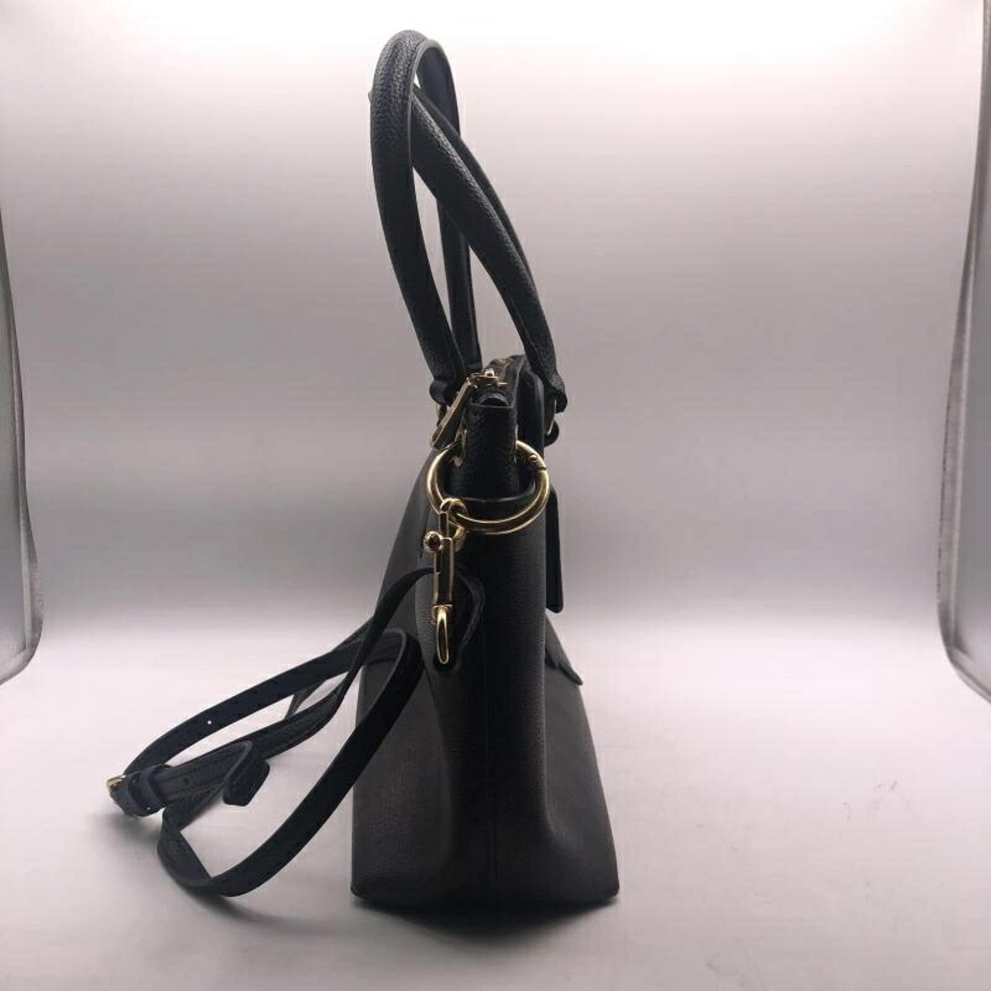 Coach Signature Black Brown Signature Line Handbag (Pre-Owned)