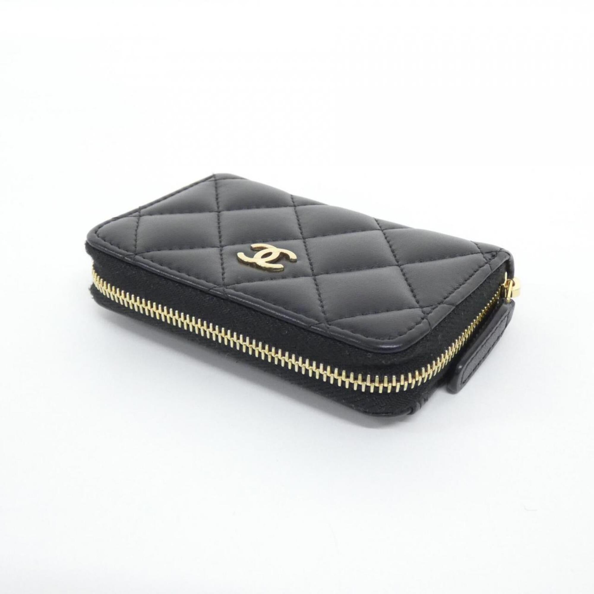 Chanel Black Leather Coin Purse/Coin Case (Pre-Owned)
