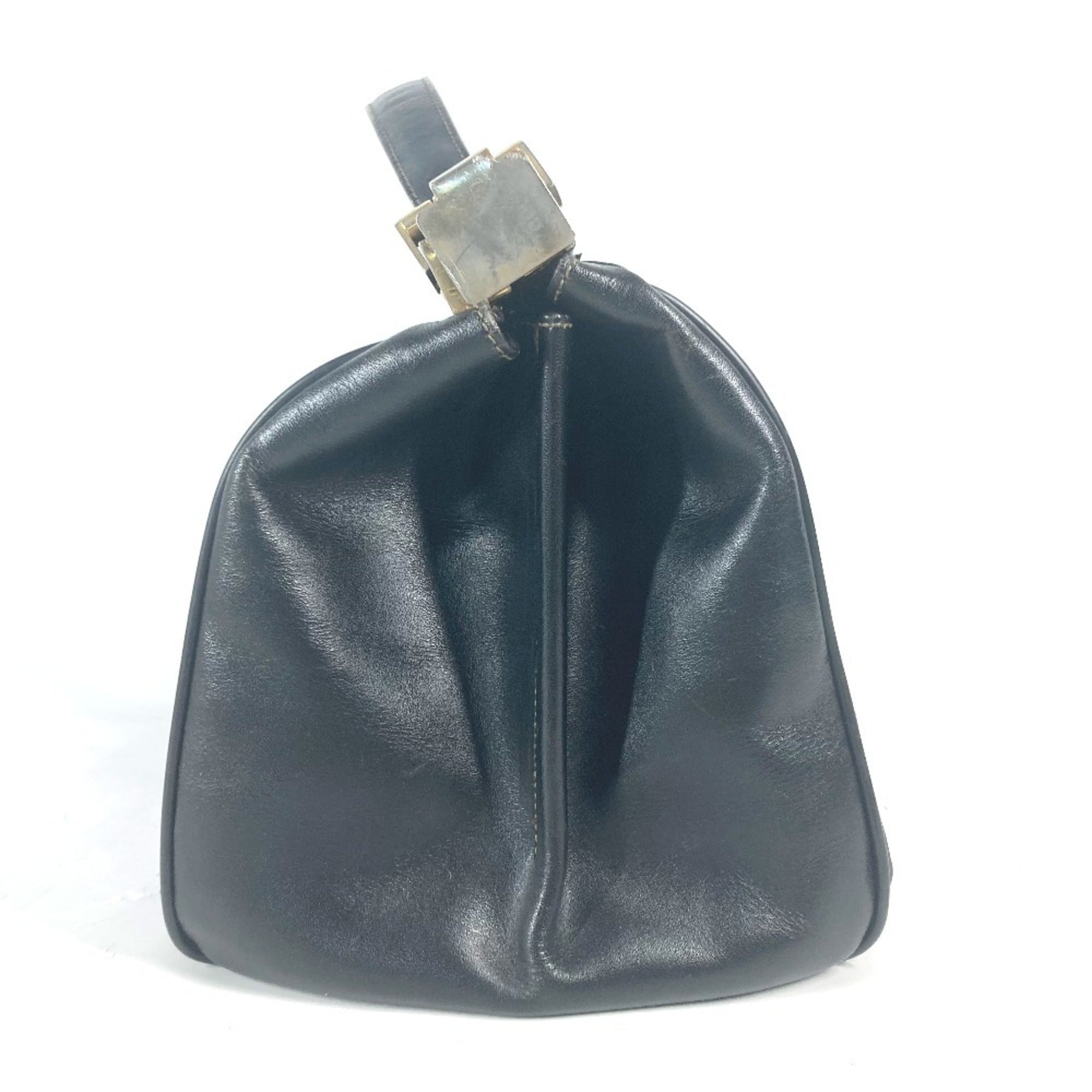 Fendi Pequin Black Leather Pvc Handbag (Pre-Owned)