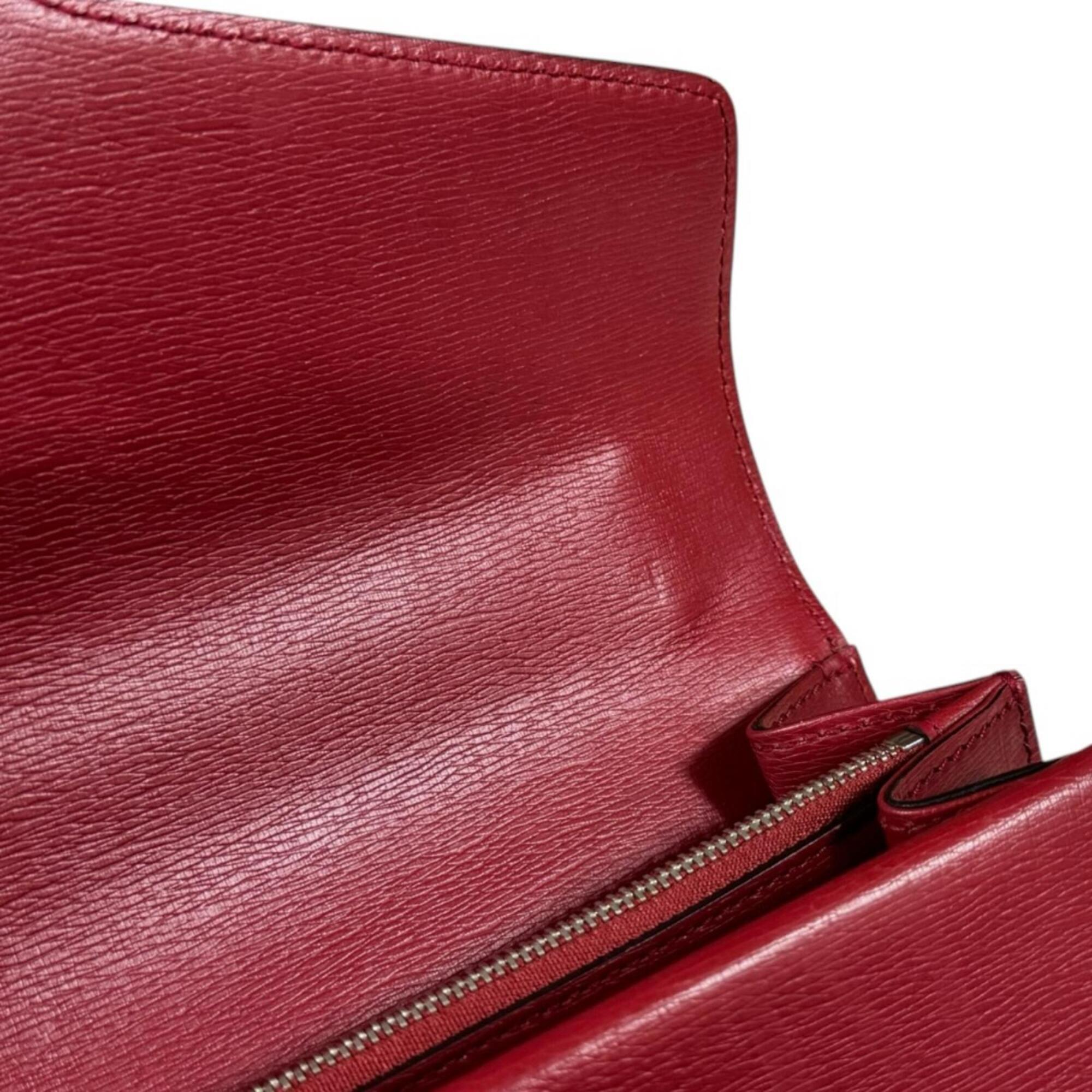 Gucci Gg Blooms Red Color Leather Handbag Shoulder Bag (Pre-Owned)