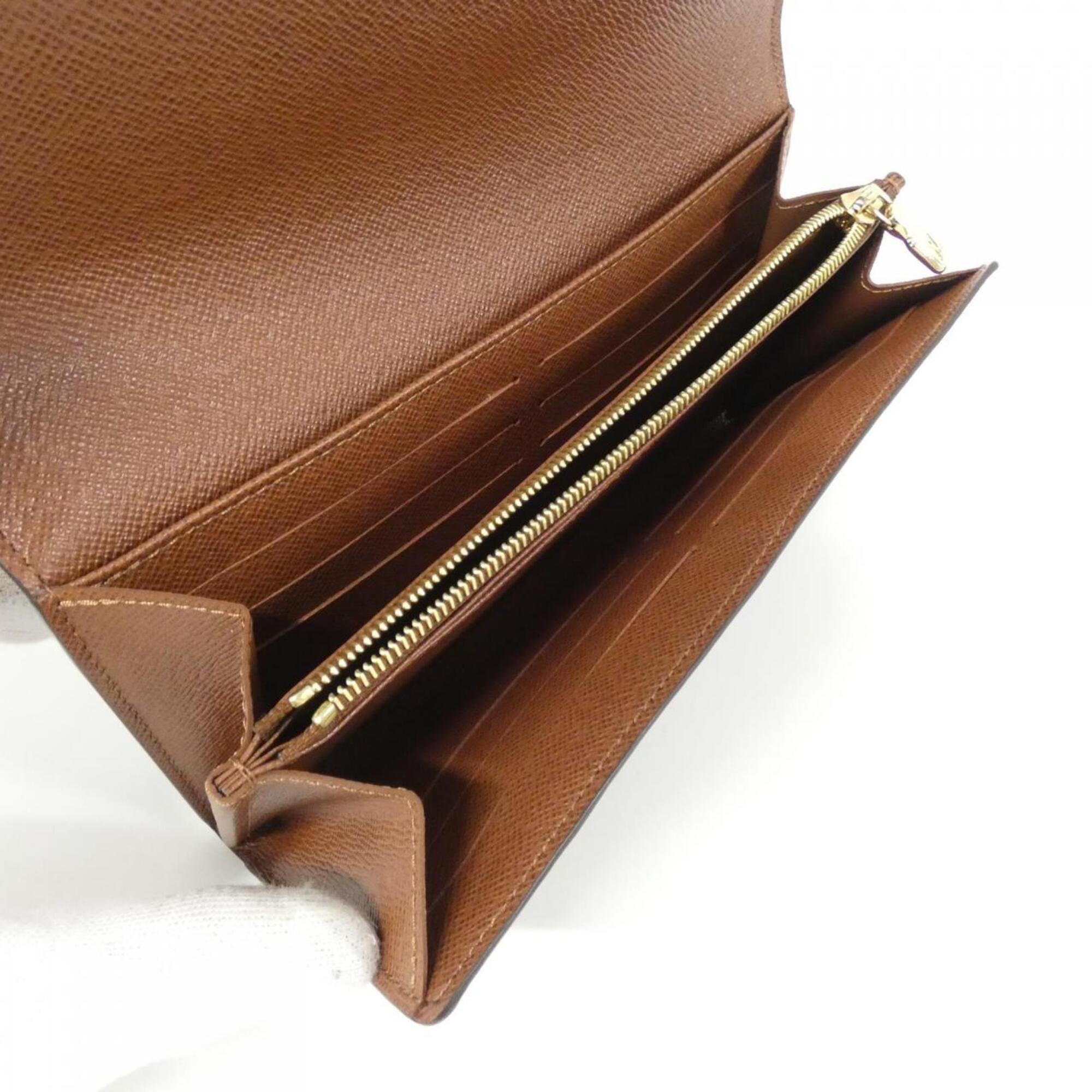 Louis Vuitton Brown Coated Canvas Long Wallet (Bi-Fold) (Pre-Owned)