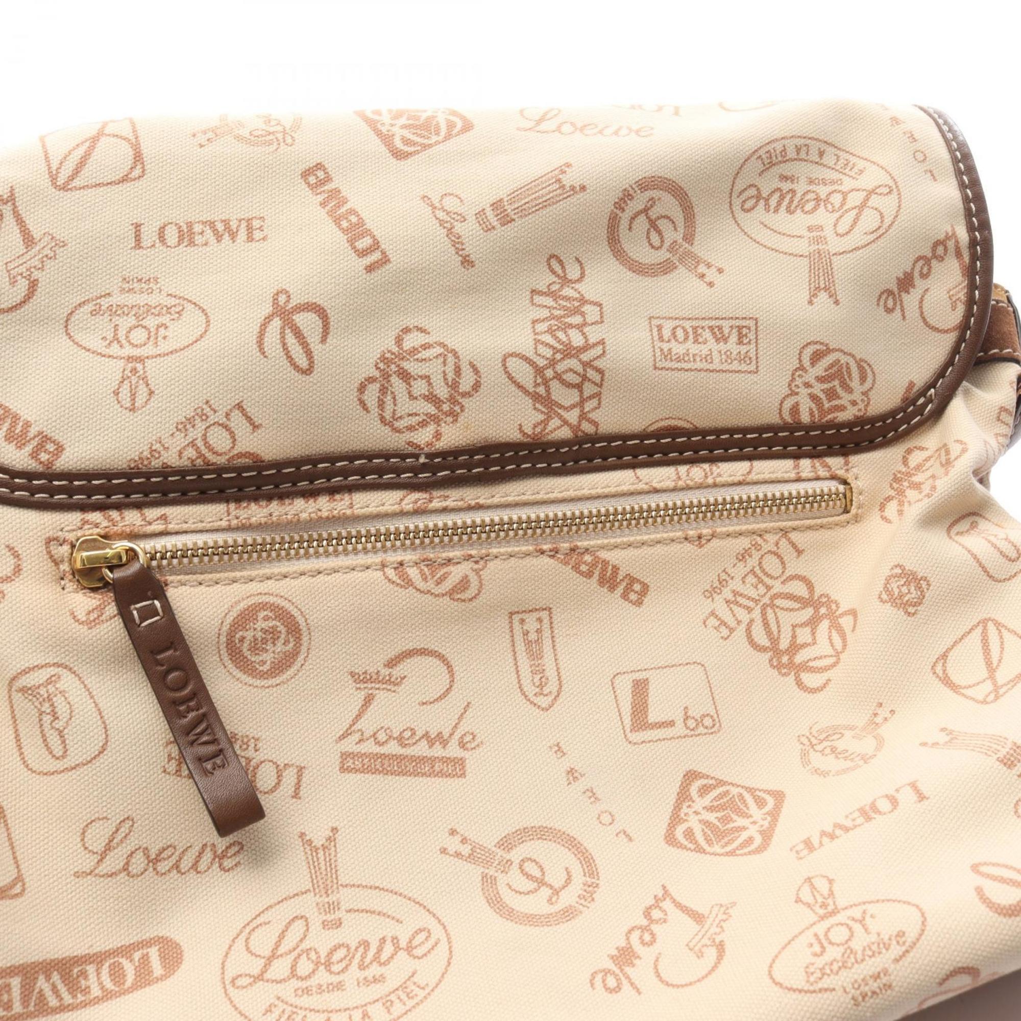 Loewe Brown Ivory Canvas Suede Leather Shoulder Bag (Pre-Owned)