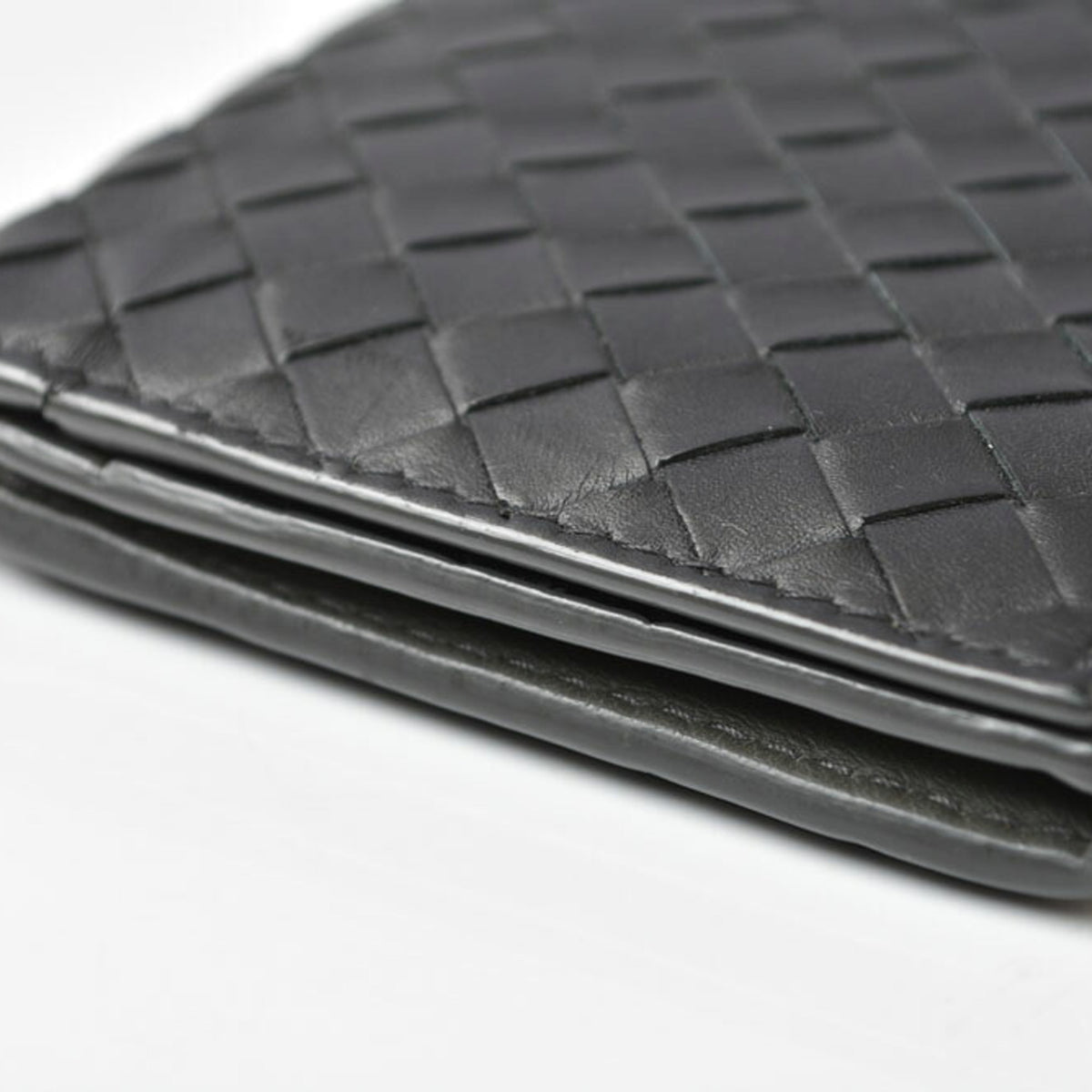Bottega Veneta Black Khaki Leather Coin Purse/Coin Case (Pre-Owned)