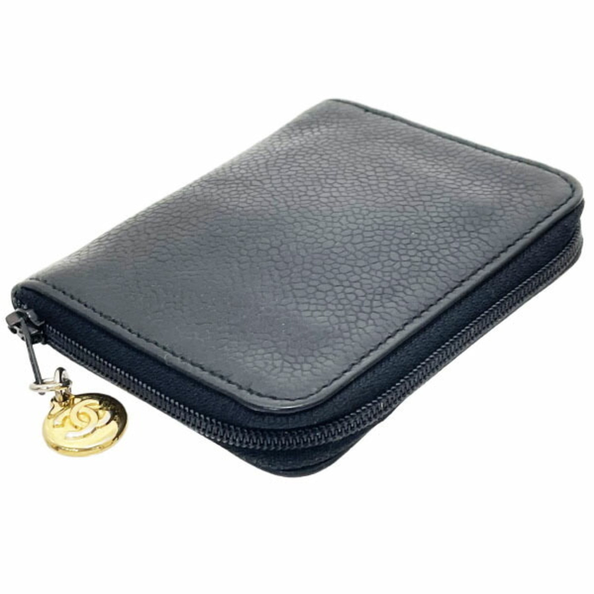 Chanel Black Grained Calfskin Coin Purse/Coin Case (Pre-Owned)