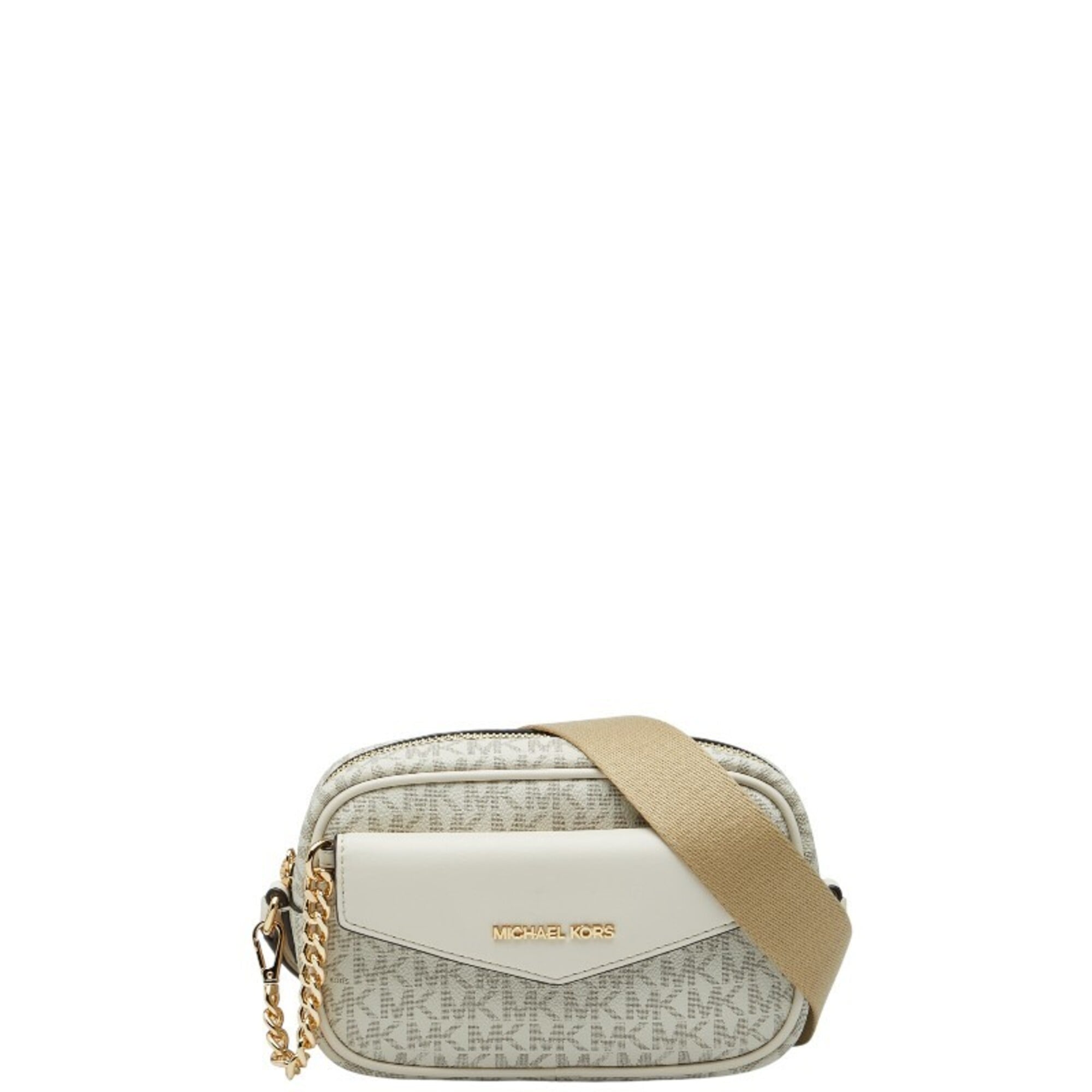 Michael Kors Beige White Leather Pvc Pouch Shoulder Bag (Pre-Owned)