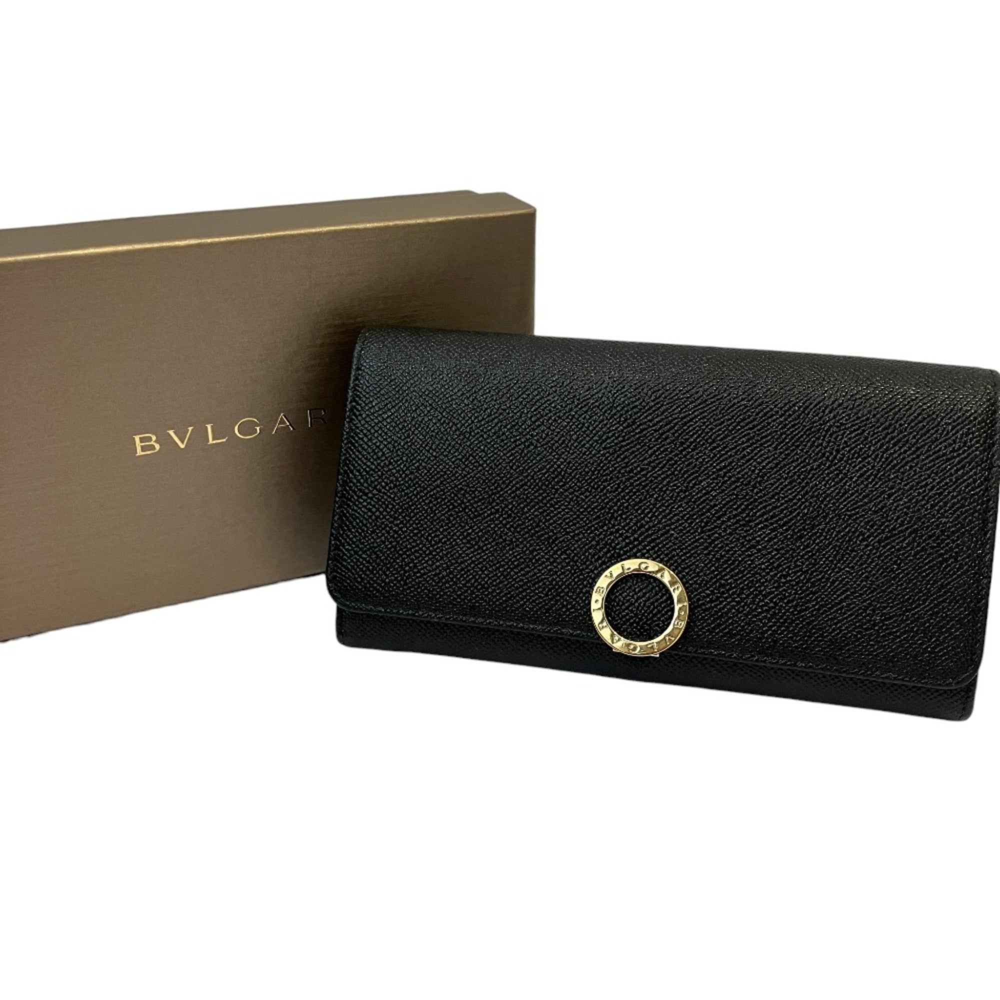 Bvlgari Black Leather Long Wallet (Bi-Fold) (Pre-Owned)