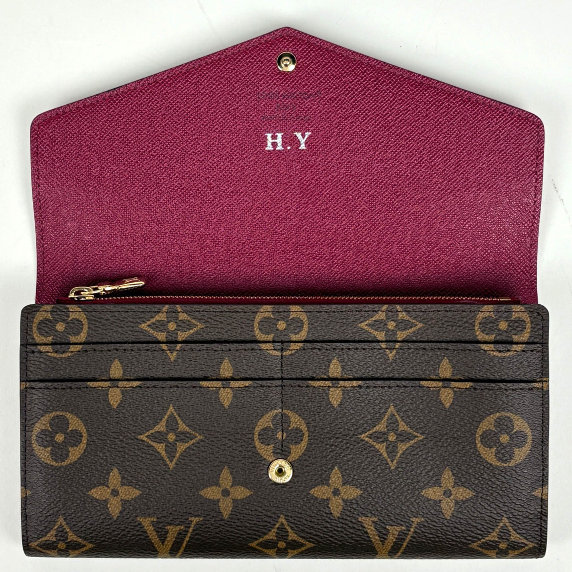 Louis Vuitton Monogram Brown Fuchsia Monogram Long Wallet (Bi-Fold) (Pre-Owned)
