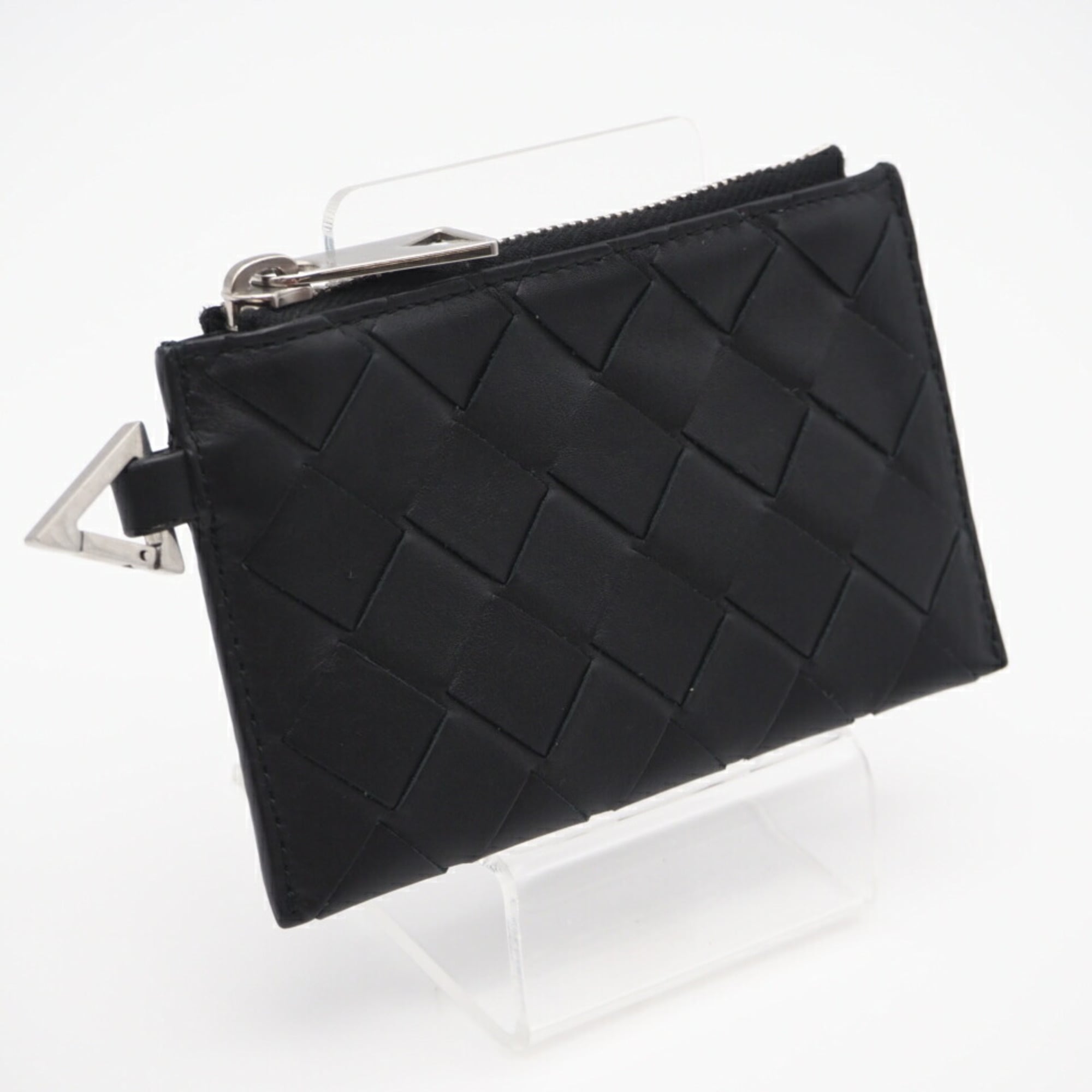 Bottega Veneta Black Leather Coin Purse/Coin Case (Pre-Owned)