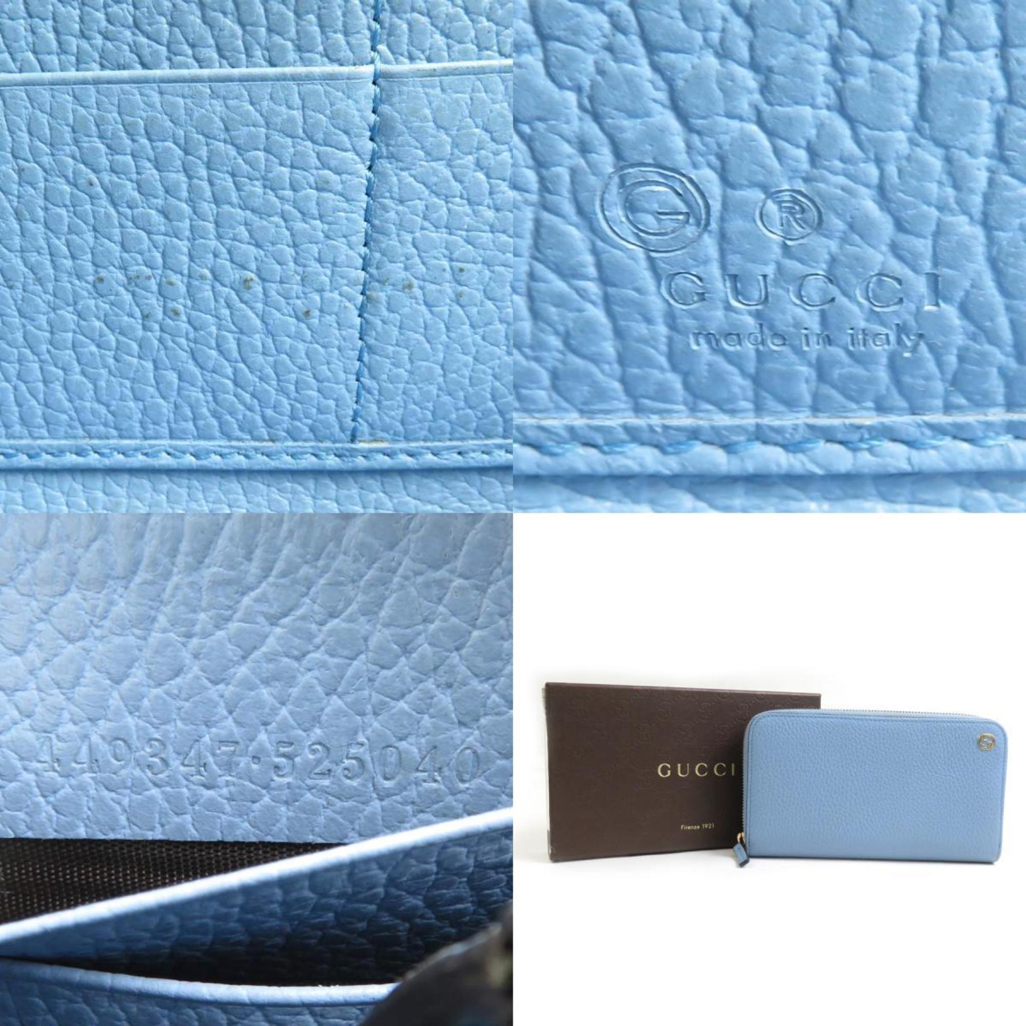 Gucci Light Blue Leather Long Wallet (Bi-Fold) (Pre-Owned)