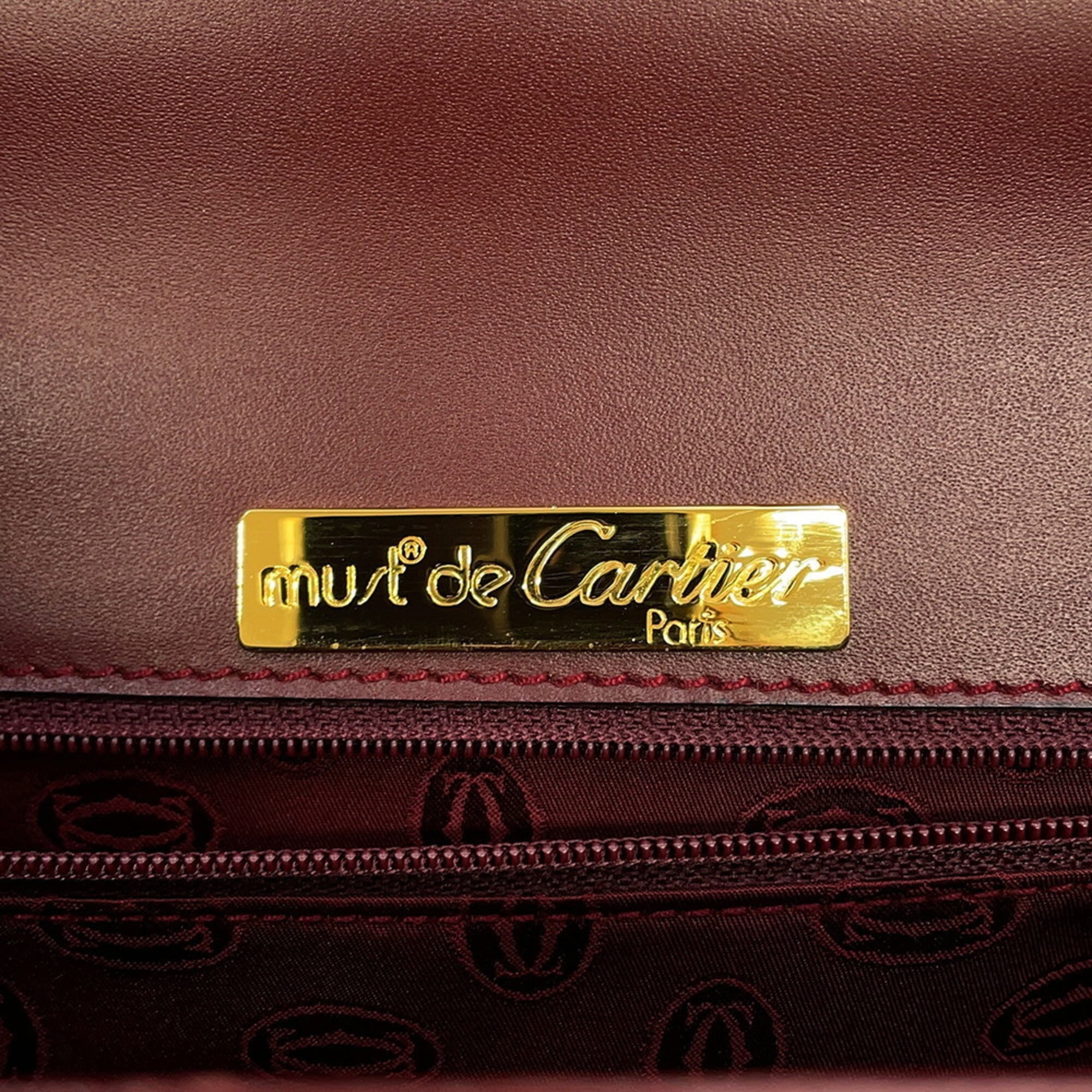 Cartier Bordeaux Leather Handbag (Pre-Owned)