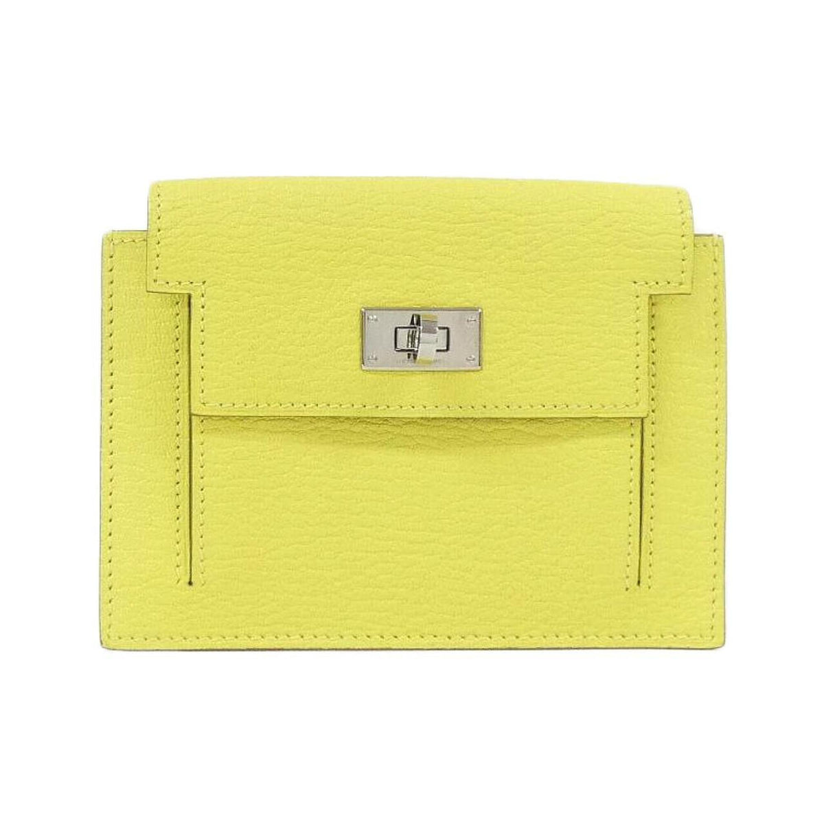 Hermes Lime Yellow Chevre Leather Card Wallet (Pre-Owned)