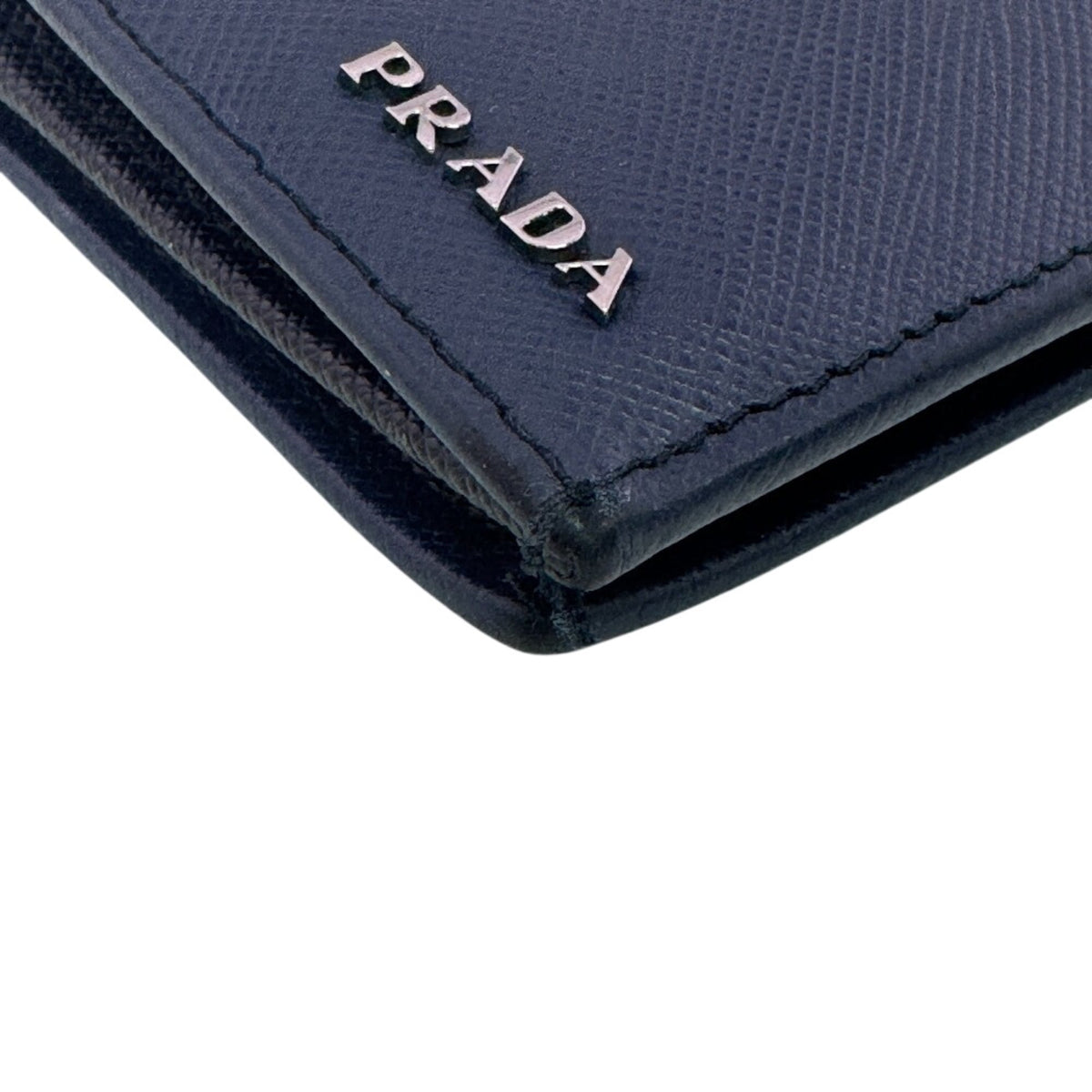 Prada Saffiano Navy Leather Long Wallet (Bi-Fold) (Pre-Owned)