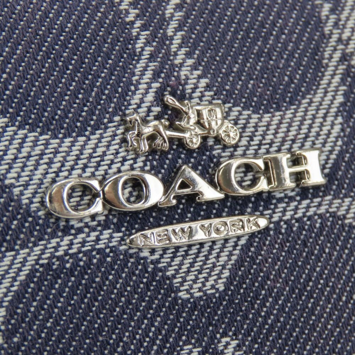 Coach Navy Signature Line Shoulder Bag (Pre-Owned)