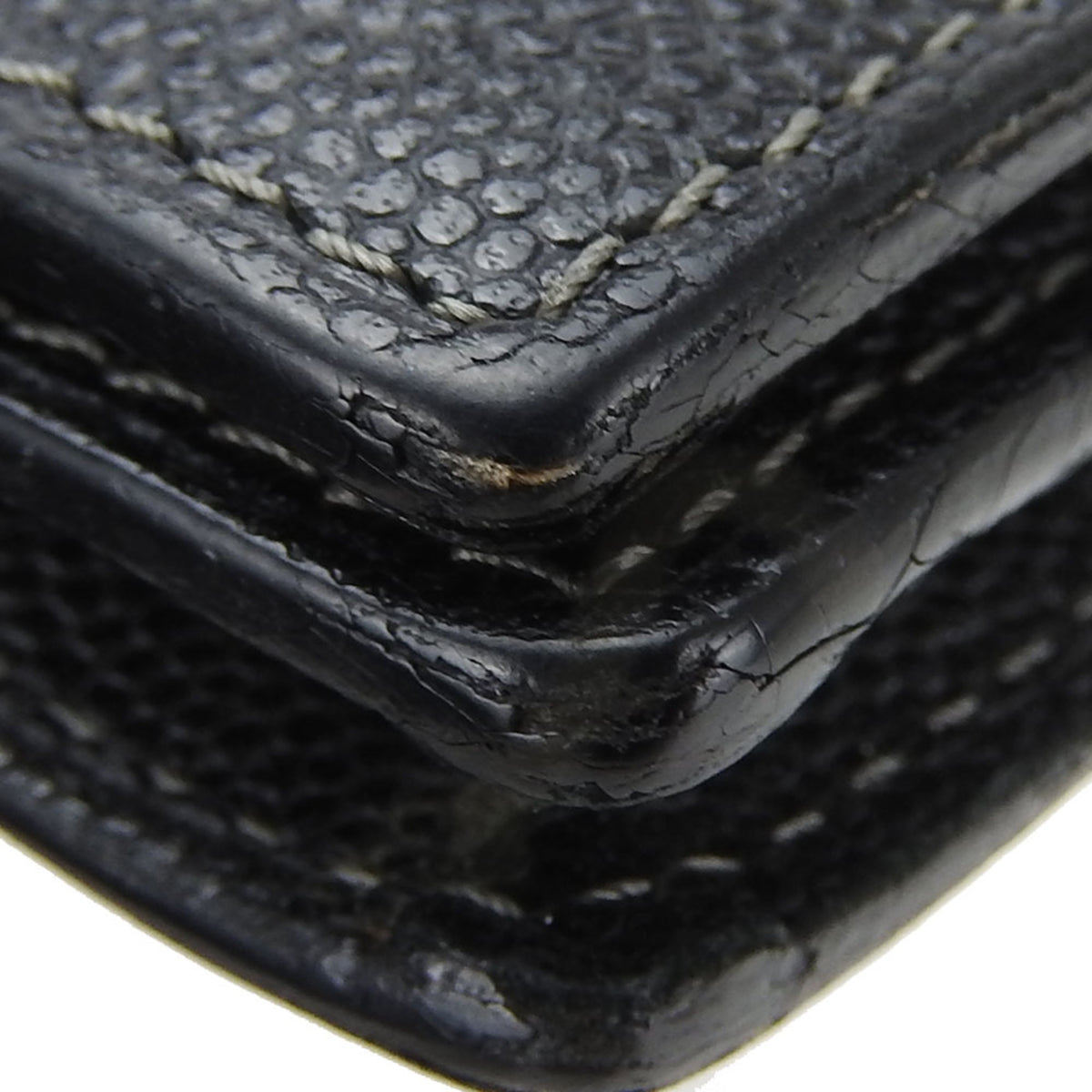 Cartier Santos Black Leather Long Wallet (Bi-Fold) (Pre-Owned)