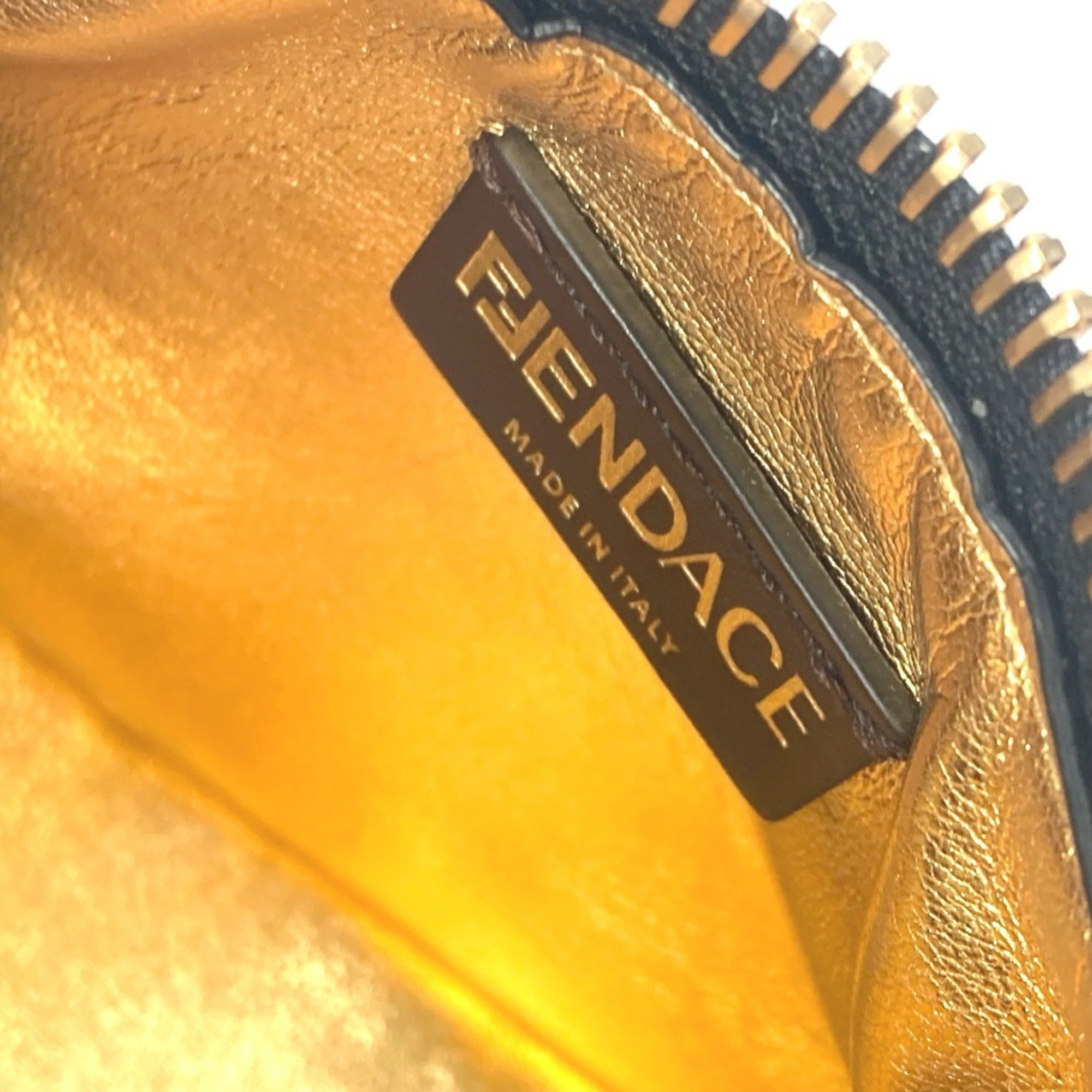 Fendi Black Yellow Nylon Leather Clutch Bag Handbag Pouch (Pre-Owned)