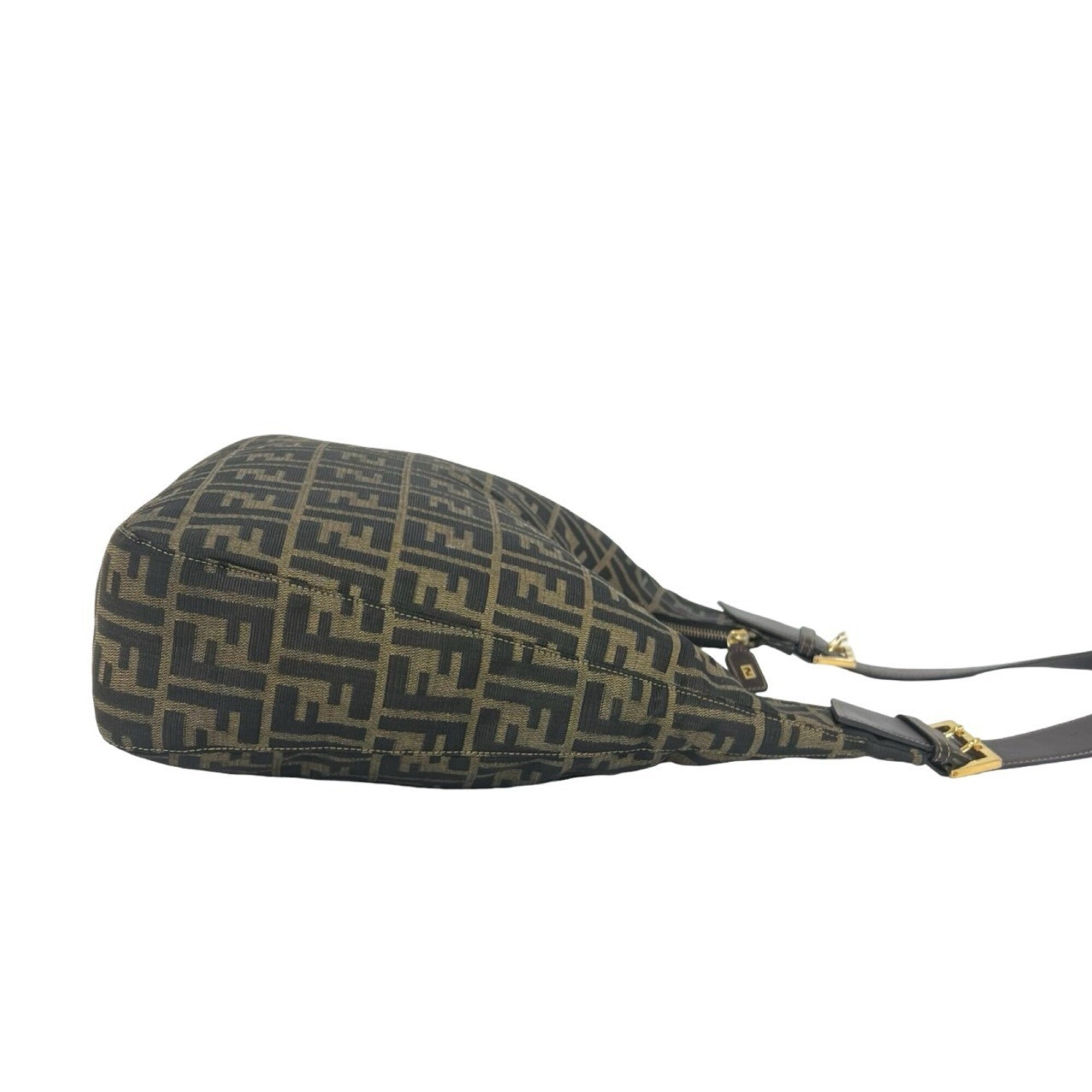 Fendi Brown Canvas Leather Shoulder Bag (Pre-Owned)