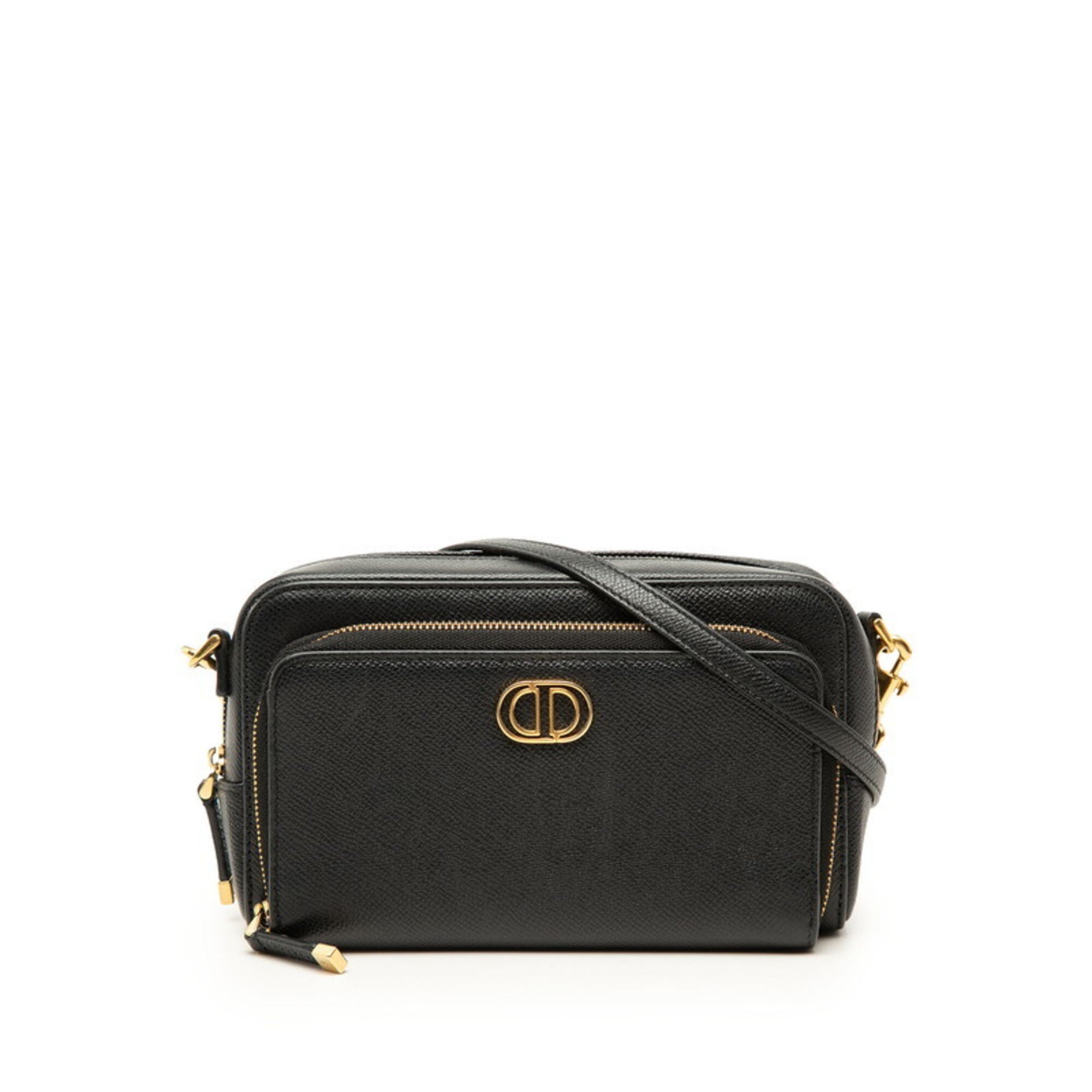 Christian Dior Black Leather Handbag Pouch Shoulder Bag (Pre-Owned)